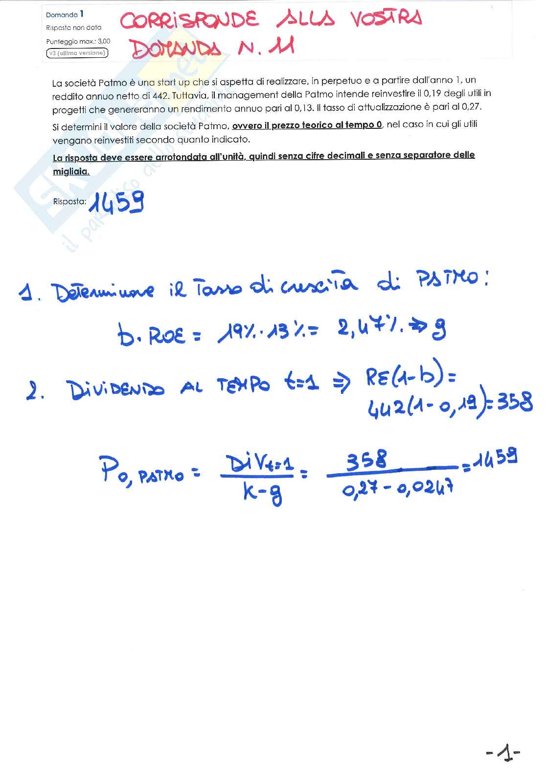 Simulazione esame finanza aziendale Pag. 2