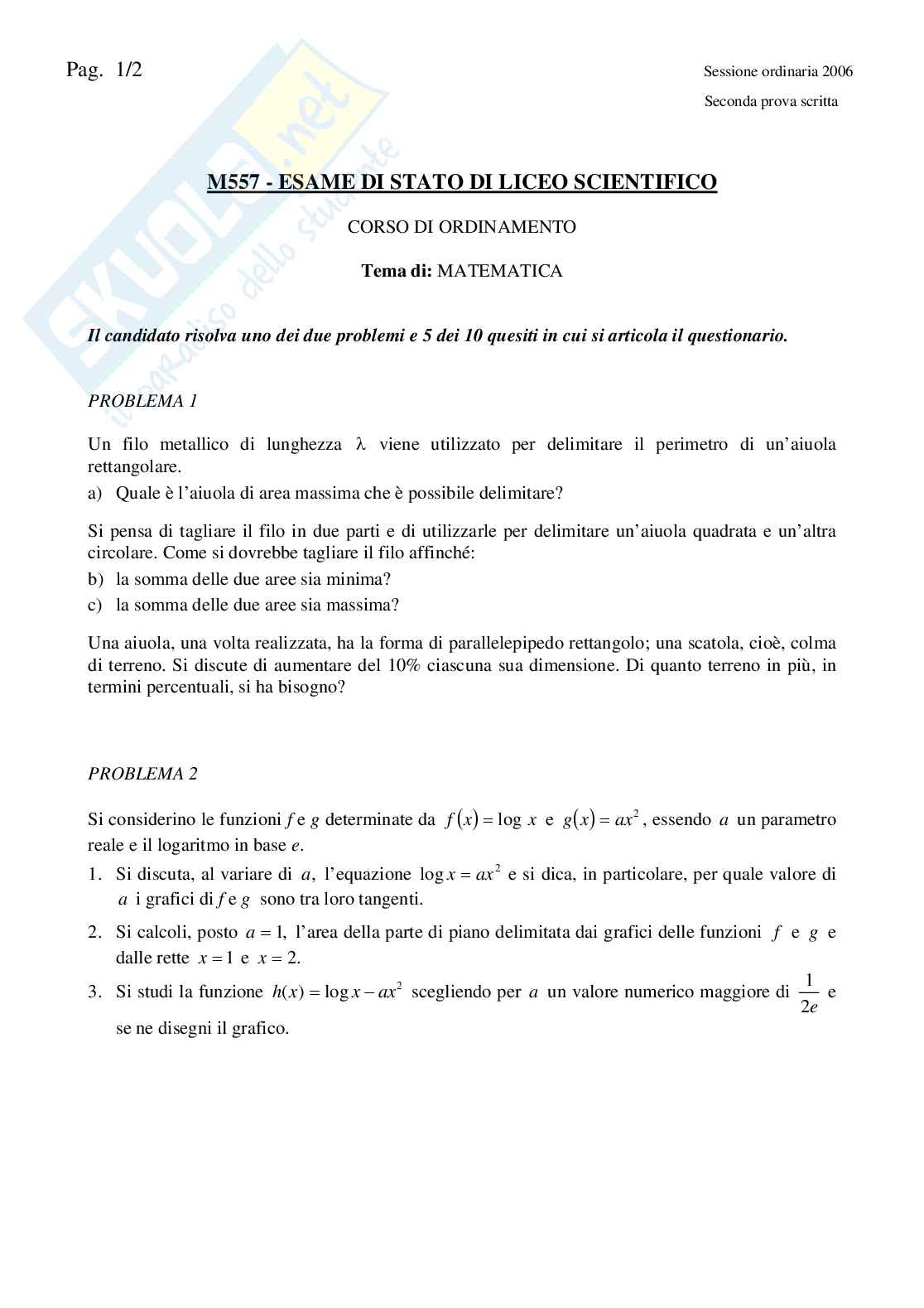 2006 - Liceo scientifico di ordinamento Pag. 1