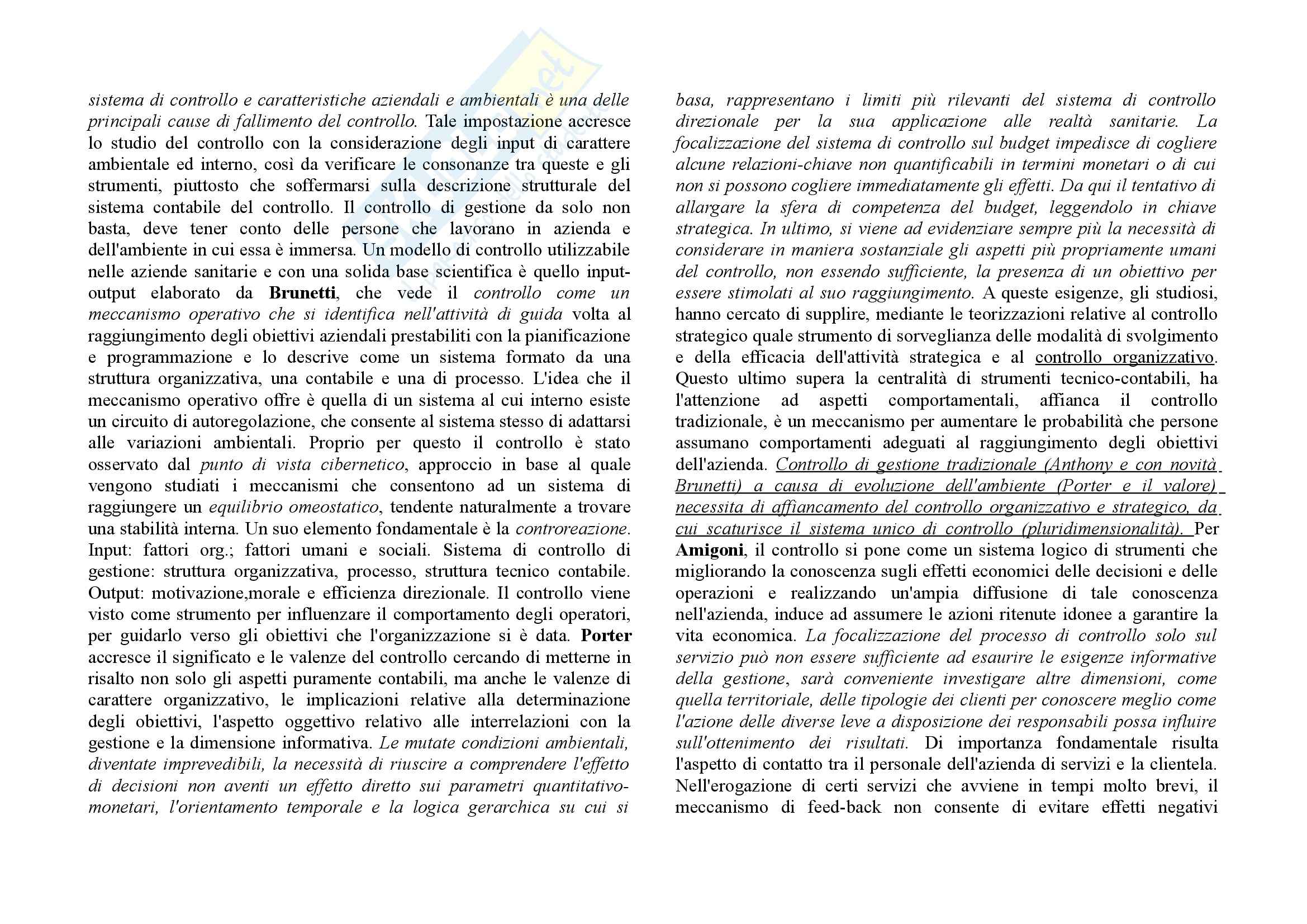 Economia delle aziende sanitarie - i presupposti per il controllo Pag. 2