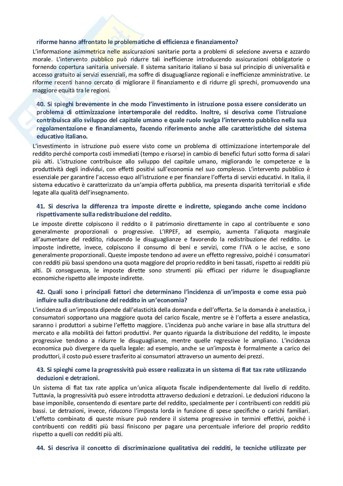 Scienza delle finanze 2026  - paniere con 72 risposte aperte ed extra Pag. 16