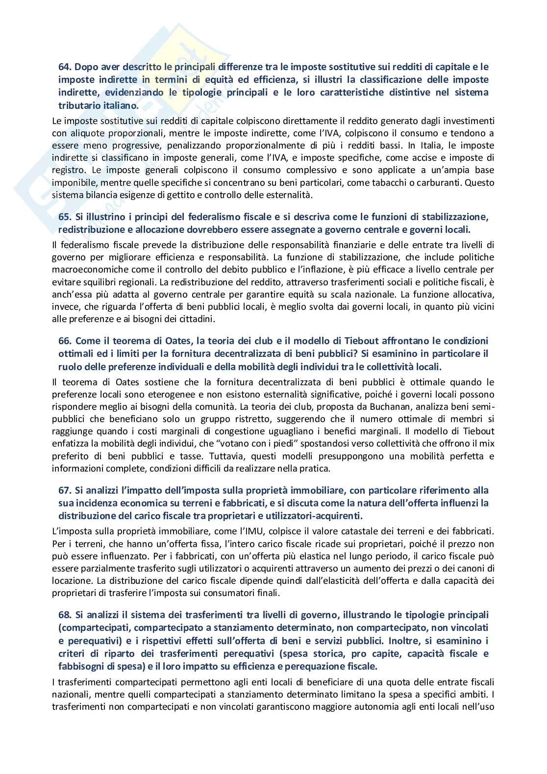 Scienza delle finanze 2026  - paniere con 72 risposte aperte ed extra Pag. 21