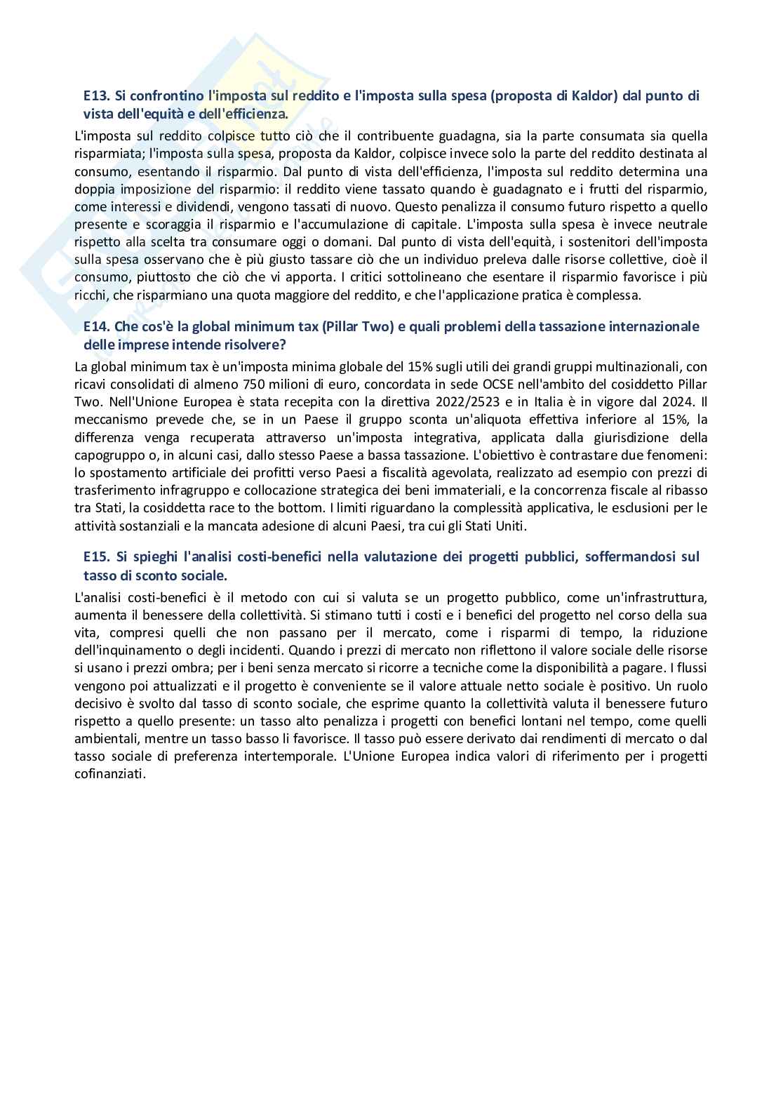 Scienza delle finanze 2026  - paniere con 72 risposte aperte ed extra Pag. 26