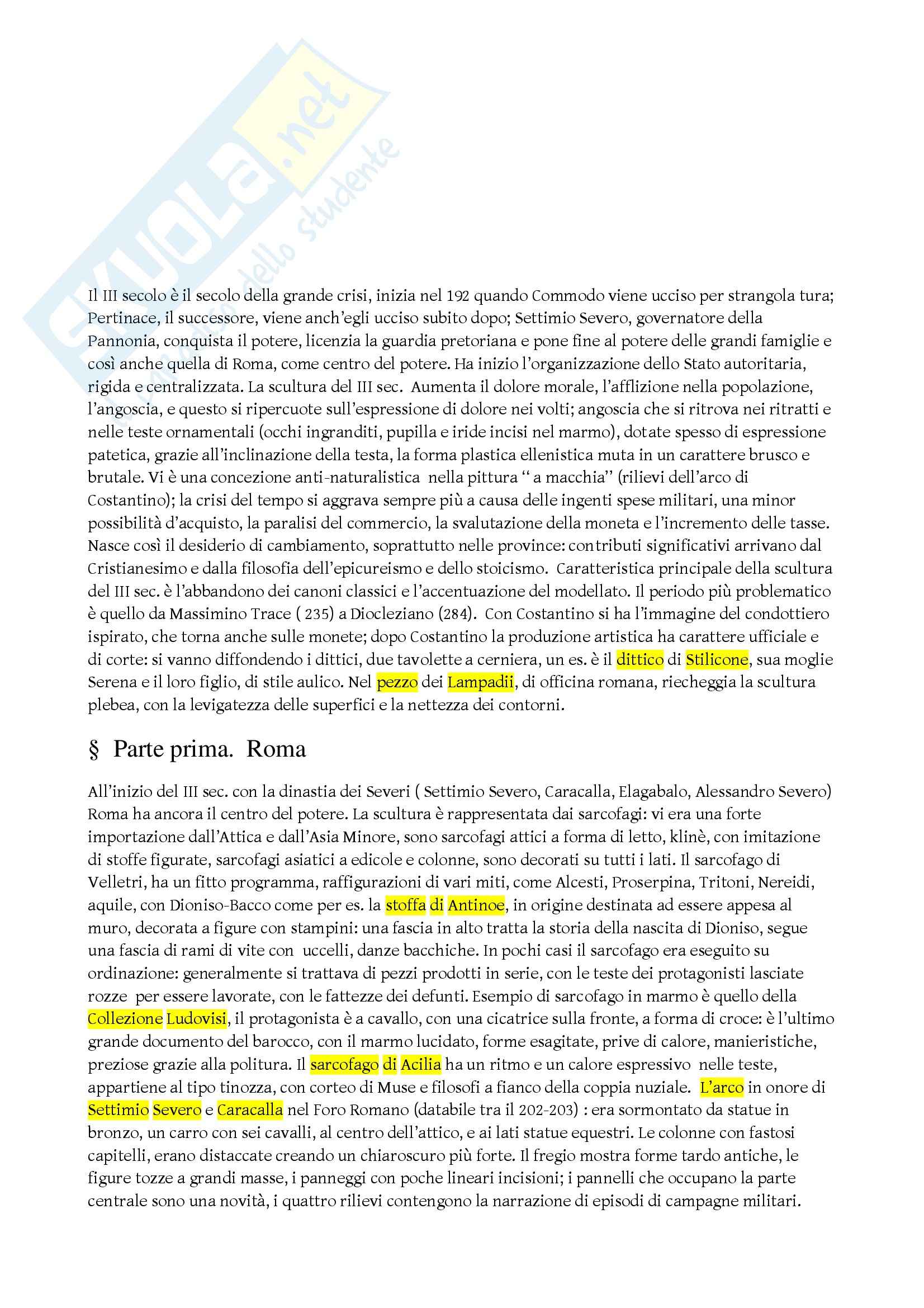 Riassunto esame Archeologia e storia dell'arte romana, prof. Slavazzi, libro consigliato Roma. La fine dell arte antica, Bandinelli Pag. 1