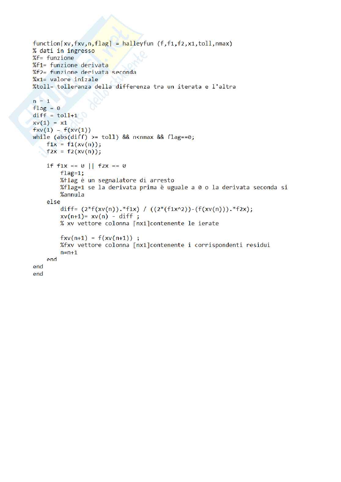 Function per l'esame di Mathlab Pag. 1