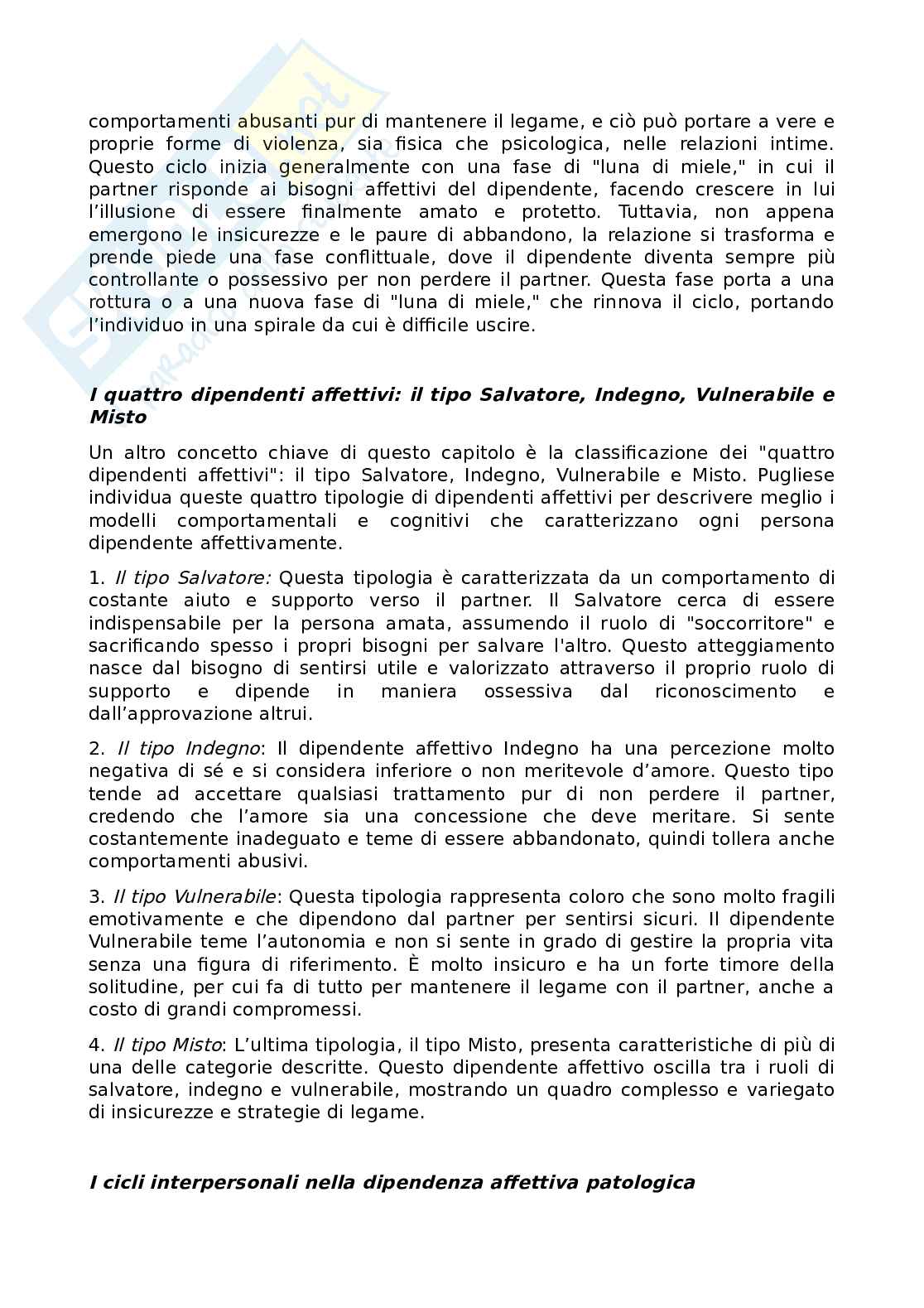 Riassunto esame Formazione e progettualità nei sistemi educativi per l'integrazione, Prof. Piccione Vincenzo, libro consigliato Nella mente dei dipendenti affettivi, Pugliese Pag. 2