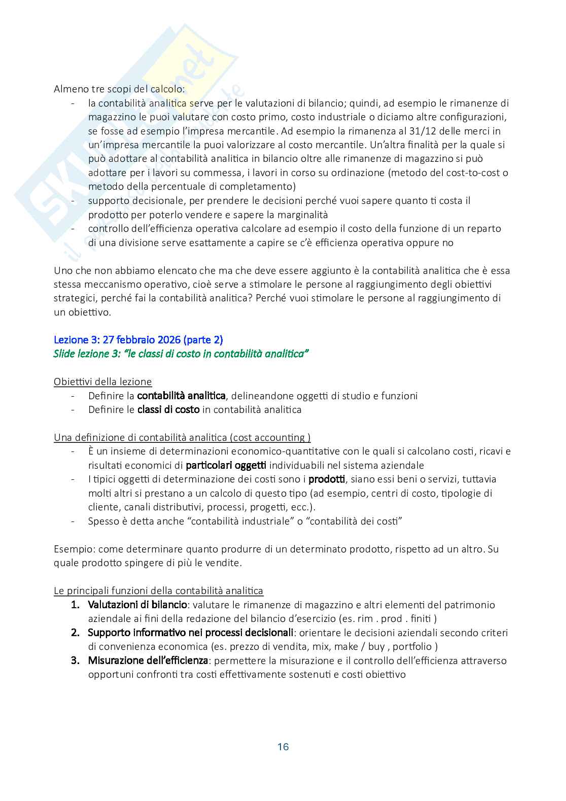 Riassunto esame Controllo di gestione, Prof. Manetti Giacomo, libro consigliato Programmazione e controllo, Arcari Pag. 16