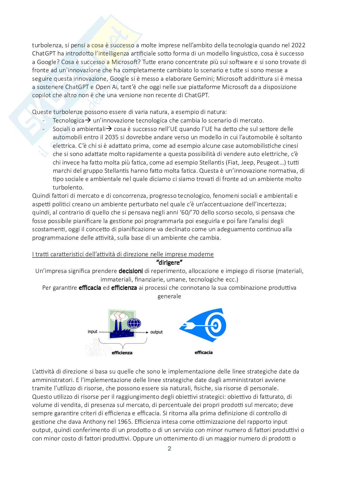 Riassunto esame Controllo di gestione, Prof. Manetti Giacomo, libro consigliato Programmazione e controllo, Arcari Pag. 2