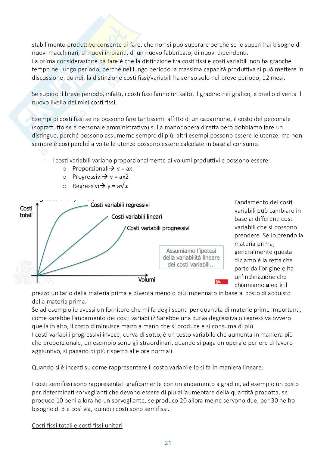 Riassunto esame Controllo di gestione, Prof. Manetti Giacomo, libro consigliato Programmazione e controllo, Arcari Pag. 21