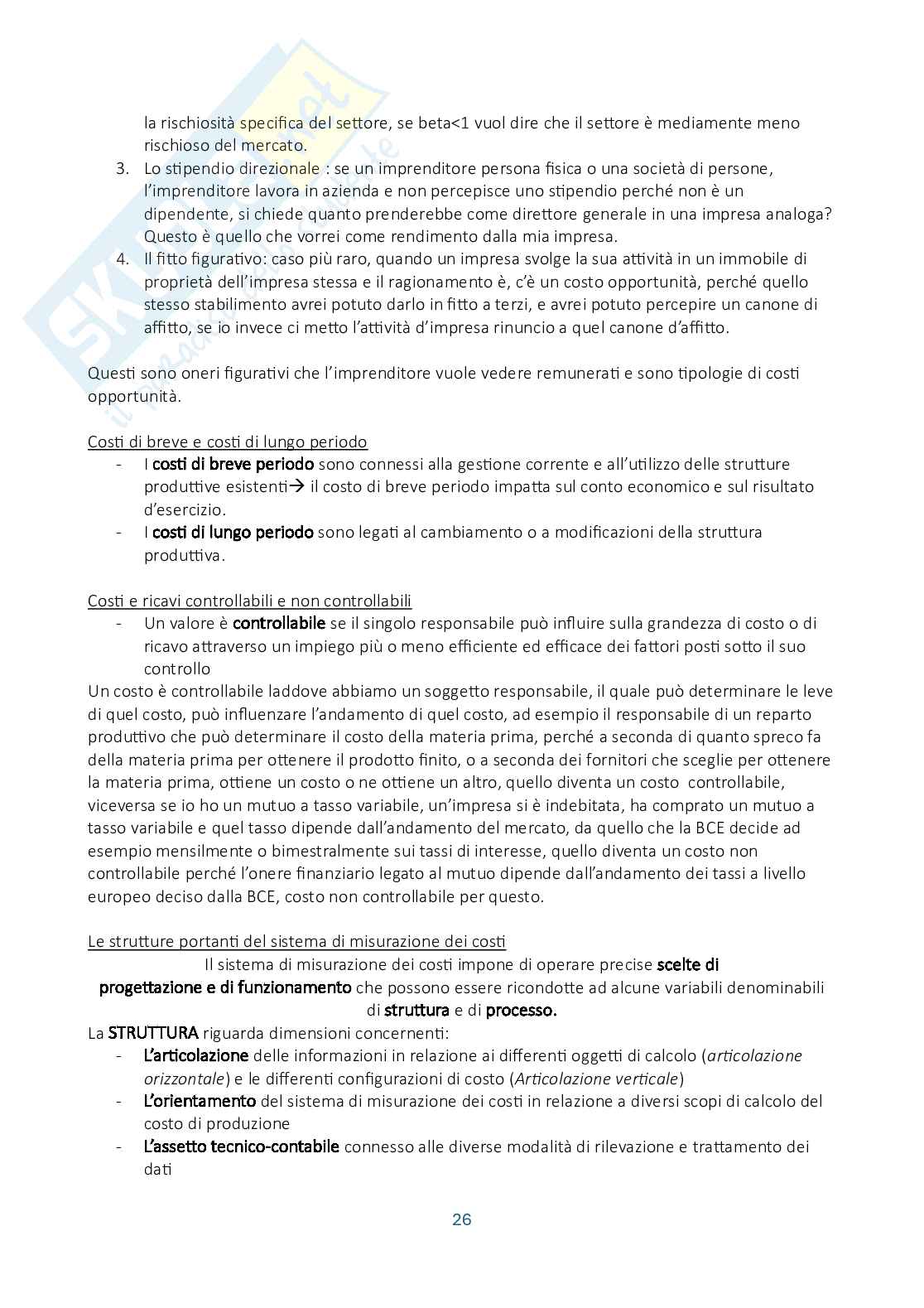 Riassunto esame Controllo di gestione, Prof. Manetti Giacomo, libro consigliato Programmazione e controllo, Arcari Pag. 26