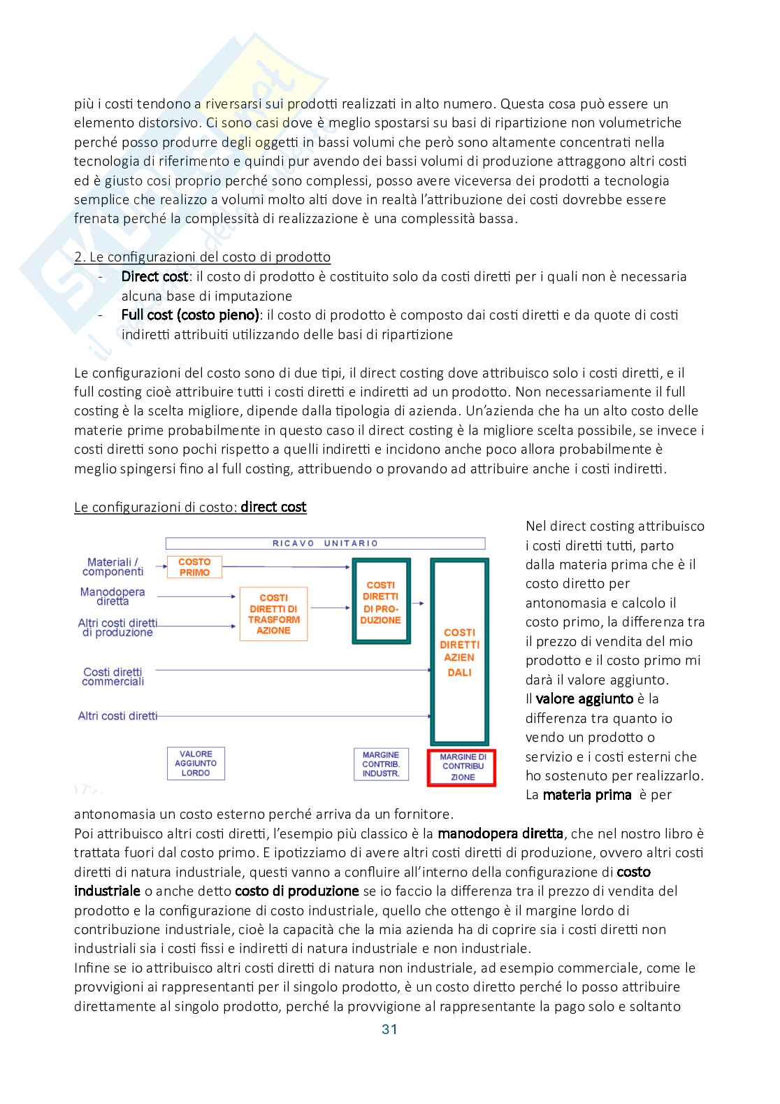 Riassunto esame Controllo di gestione, Prof. Manetti Giacomo, libro consigliato Programmazione e controllo, Arcari Pag. 31