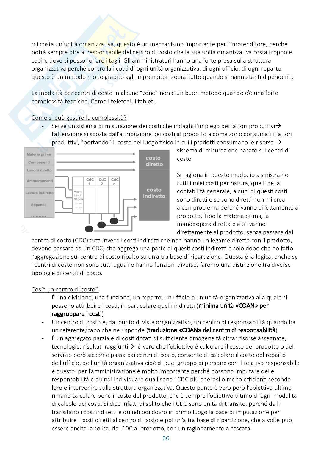 Riassunto esame Controllo di gestione, Prof. Manetti Giacomo, libro consigliato Programmazione e controllo, Arcari Pag. 36