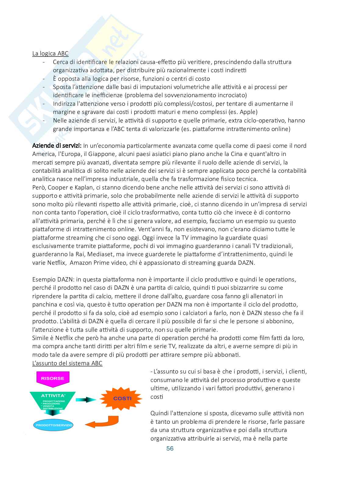 Riassunto esame Controllo di gestione, Prof. Manetti Giacomo, libro consigliato Programmazione e controllo, Arcari Pag. 56