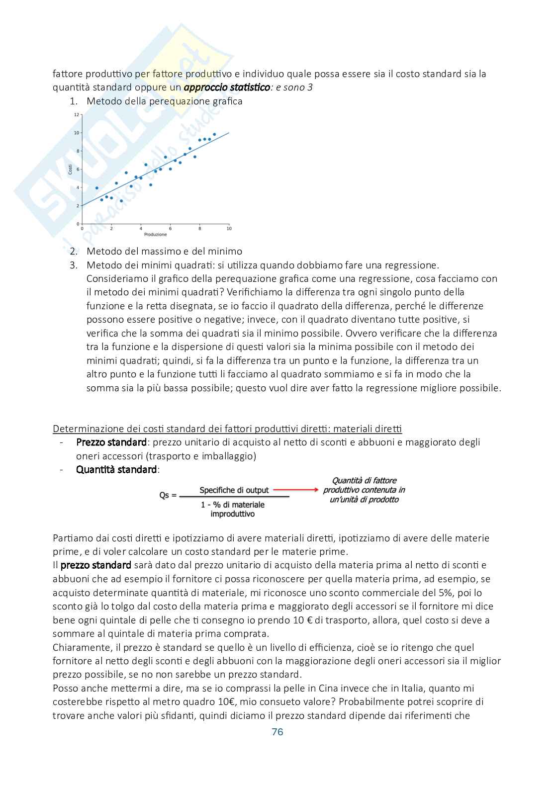 Riassunto esame Controllo di gestione, Prof. Manetti Giacomo, libro consigliato Programmazione e controllo, Arcari Pag. 76