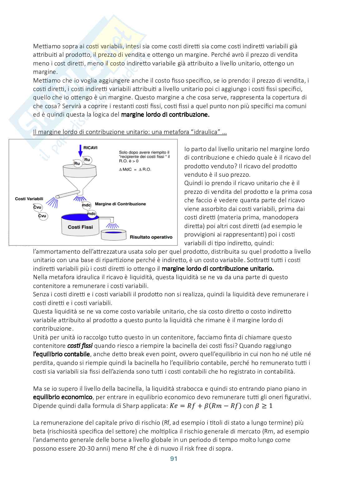 Riassunto esame Controllo di gestione, Prof. Manetti Giacomo, libro consigliato Programmazione e controllo, Arcari Pag. 91