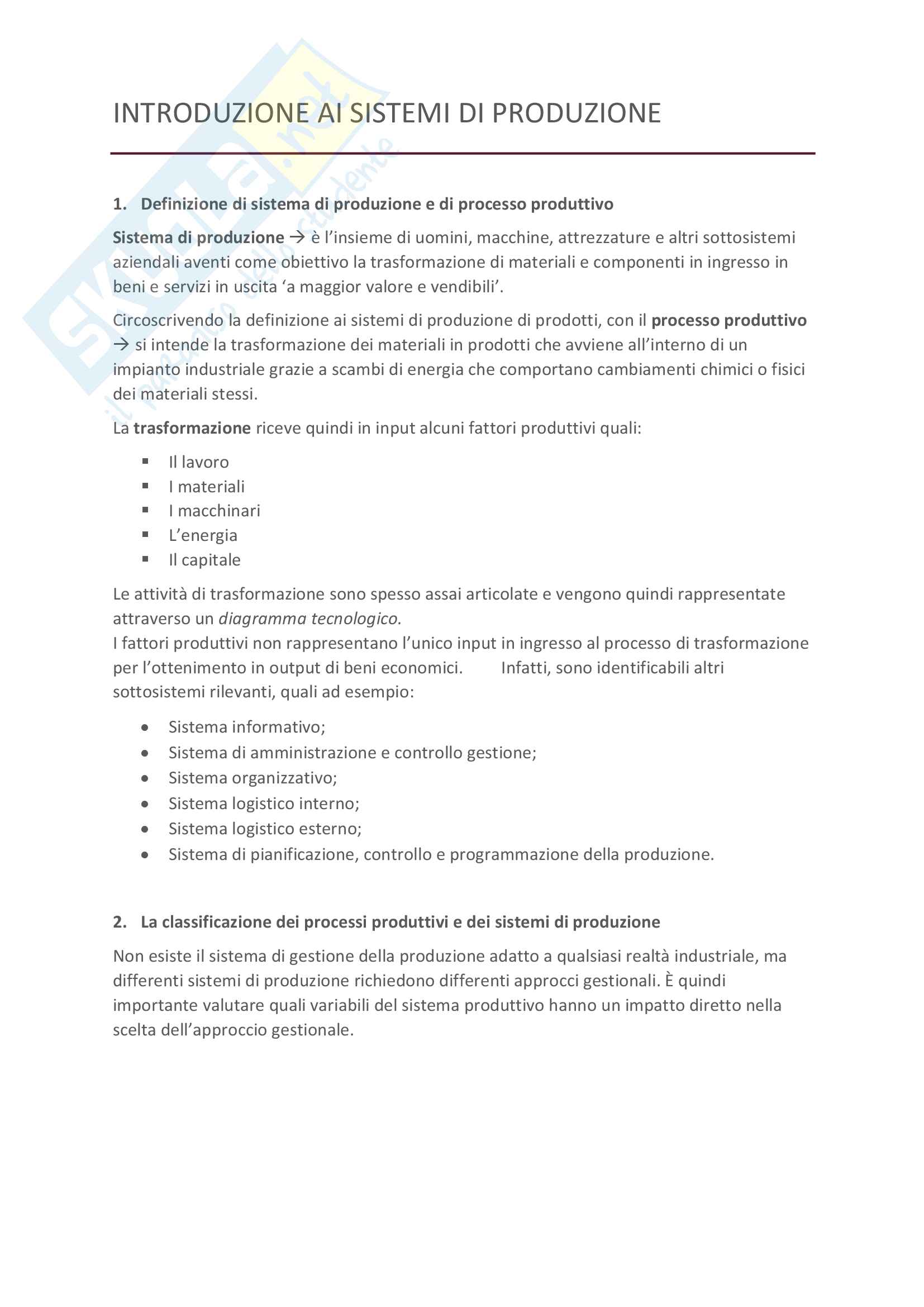 Riassunto esame Gestione dei sistemi logistici e produttivi (GSLP), prof. R. Cigolini Pag. 1