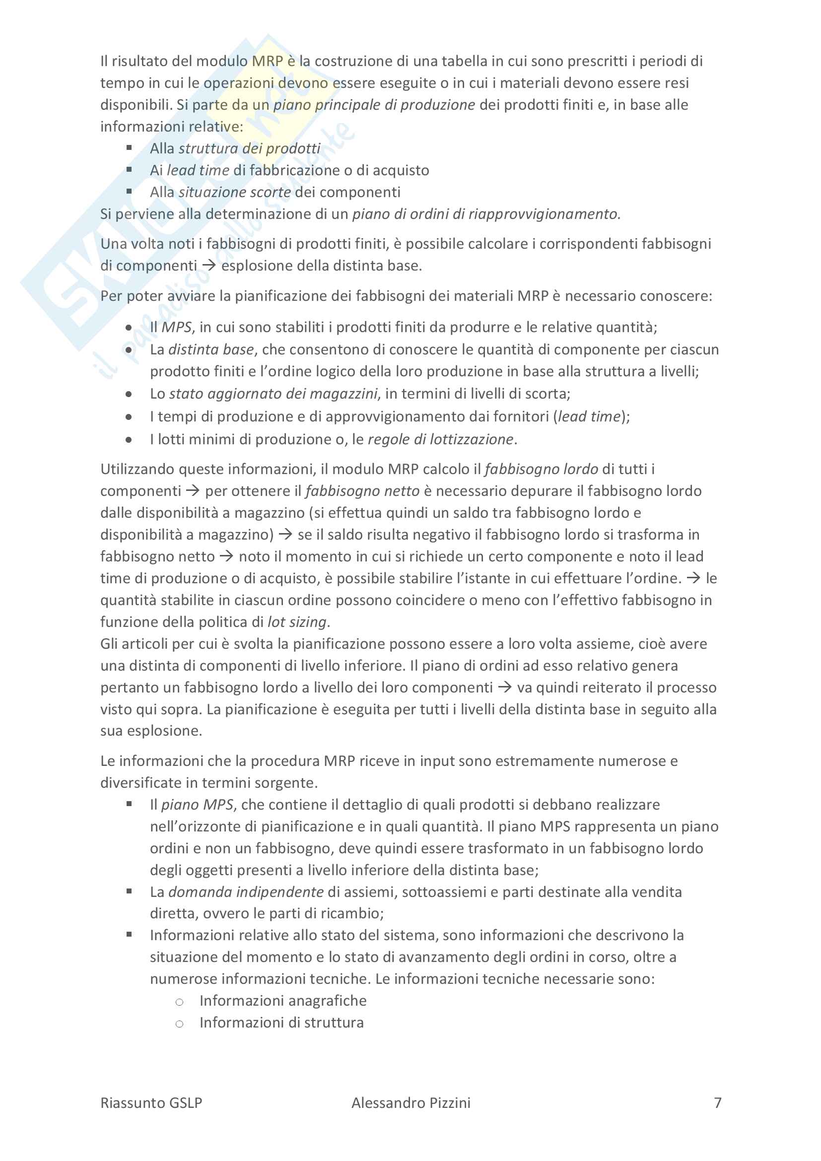 Riassunto esame Gestione dei sistemi logistici e produttivi (GSLP), prof. R. Cigolini Pag. 86