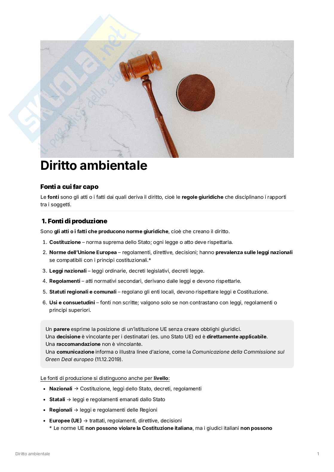 Diritto ambientale - primo parziale Pag. 1