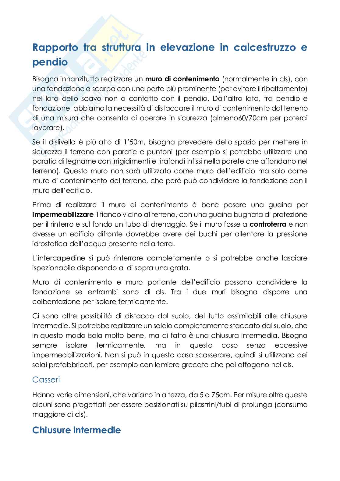 Rapporto tra struttura in calcestruzzo e pendio ed elementi strutture in cls Pag. 1