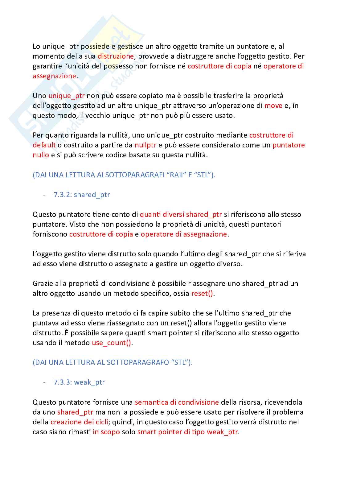 Appunti riassuntivi Programmazione (parte 4, programmazione generica e STL e RAII e smart pointer) Pag. 11