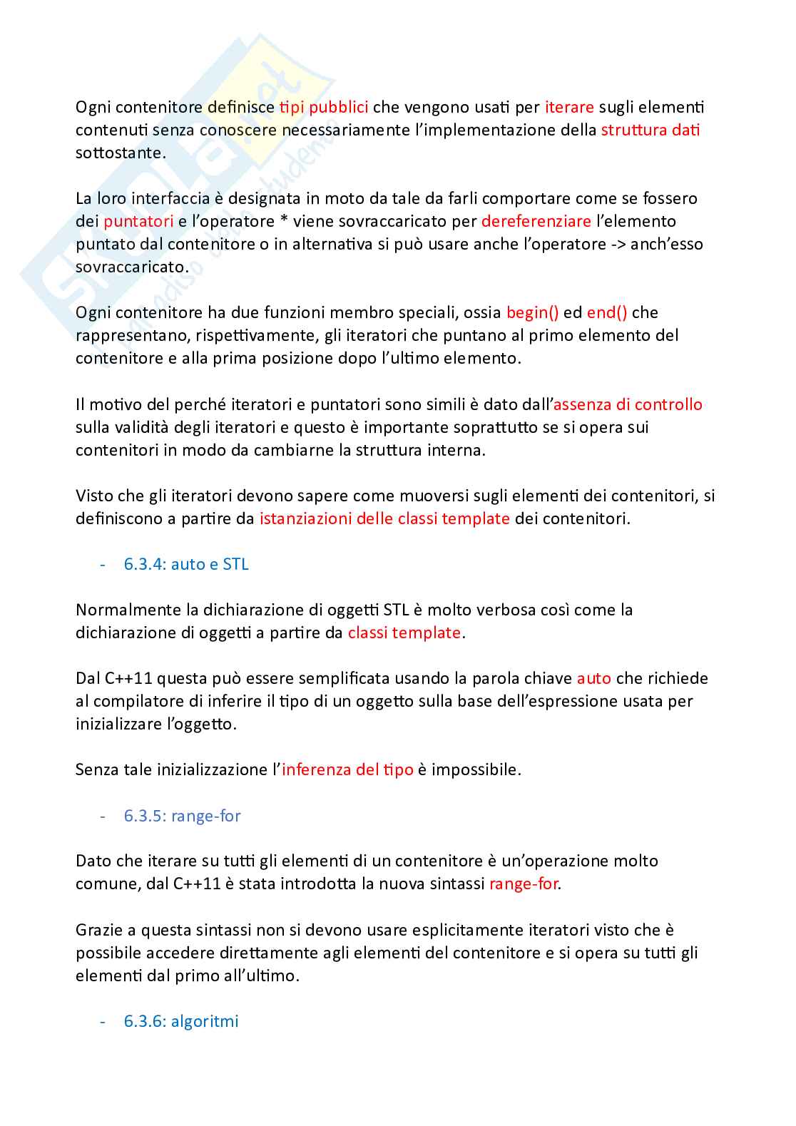 Appunti riassuntivi Programmazione (parte 4, programmazione generica e STL e RAII e smart pointer) Pag. 6