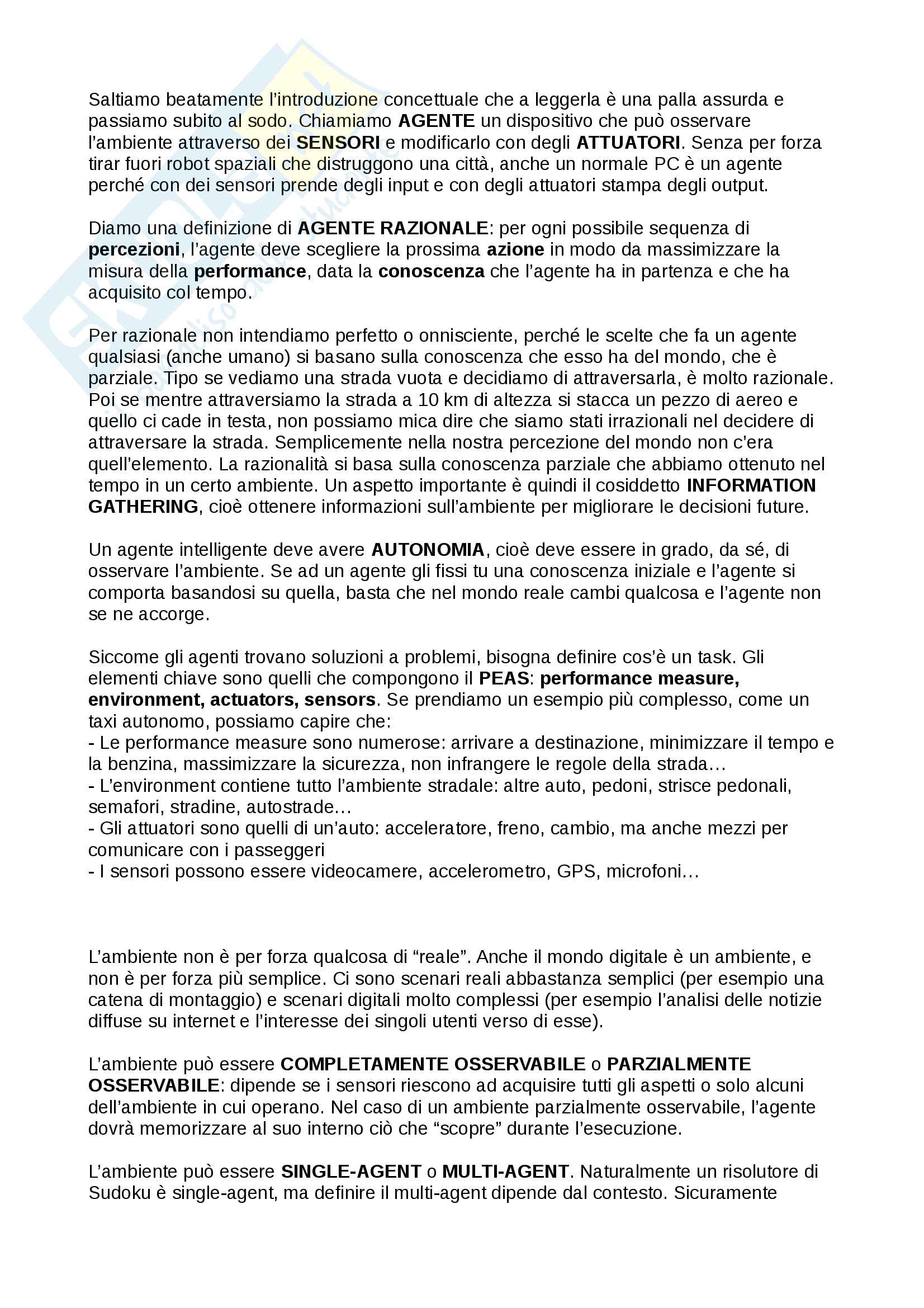 Appunti completi corso Intelligenza Artificiale Pag. 1