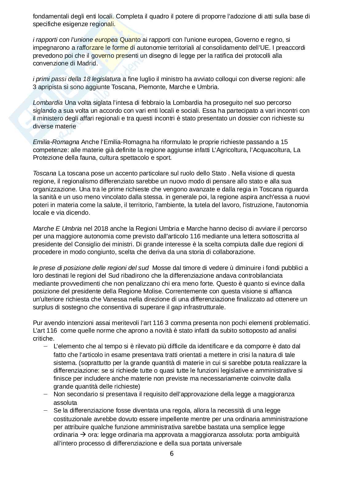 Riassunto esame Diritto Costituzionale, Prof. Tacchini Lorenza, libro consigliato Una forma di stato a regionalismo differenziato, Violini Pag. 6