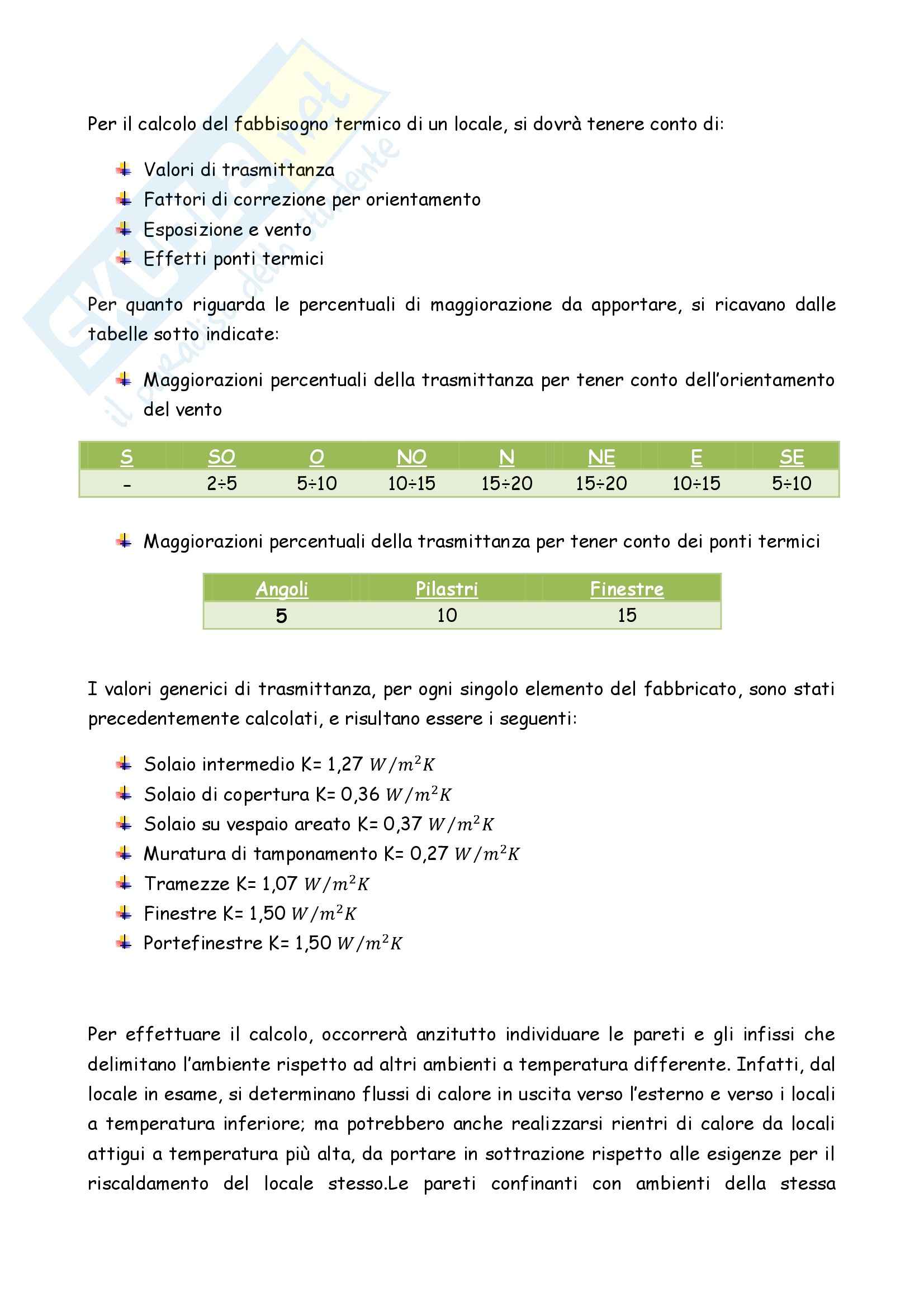 Impianti tecnici - Relazione per il calcolo del fabbisogno termico di un edificio Pag. 1