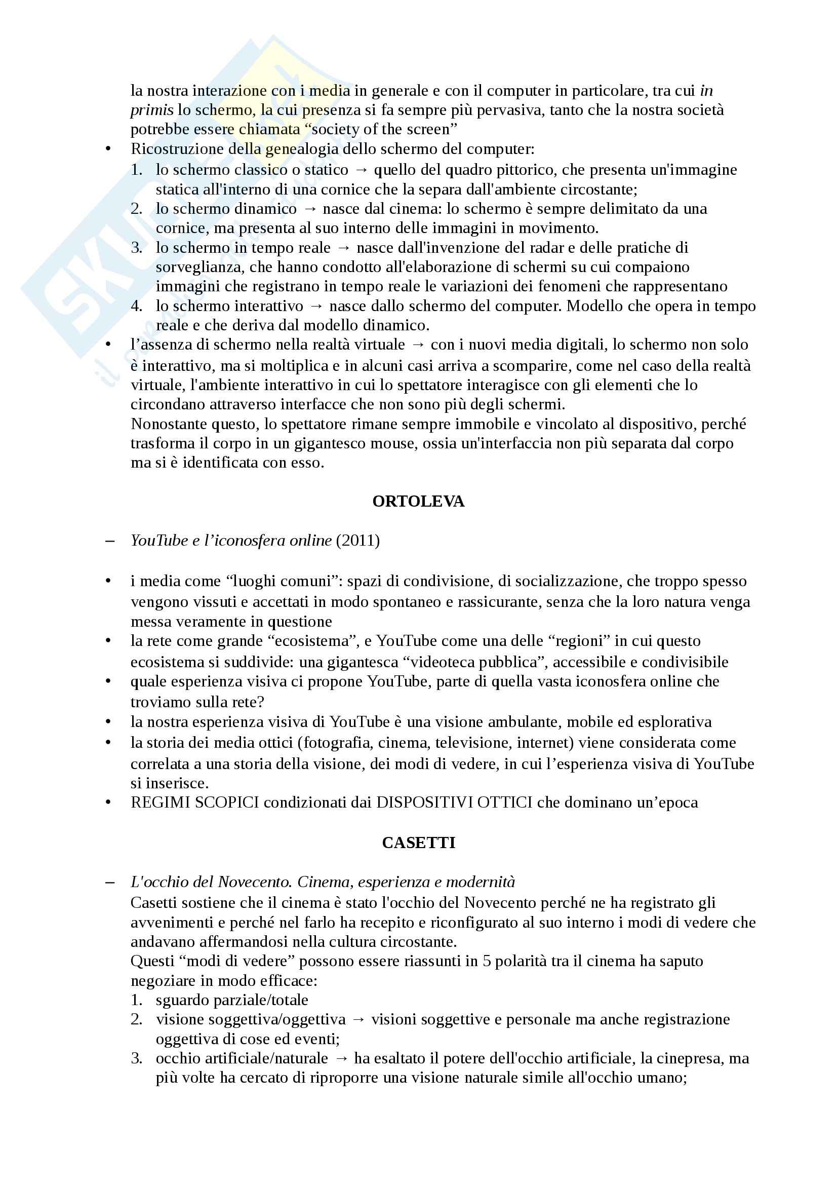 Riassunto esame Estetica, prof. Pinotti, libro consigliato Estetica dei Media e della Comunicazione di Diodato e Somaini Pag. 11