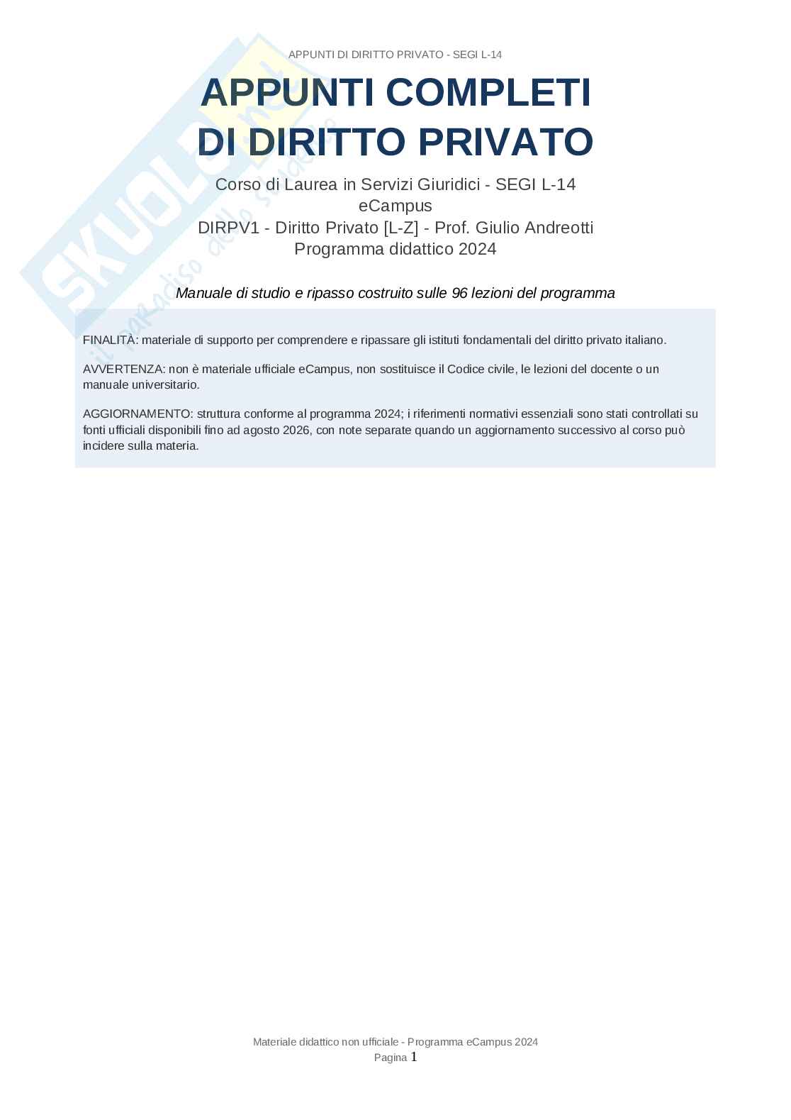 Appunti esame Diritto privato Pag. 1