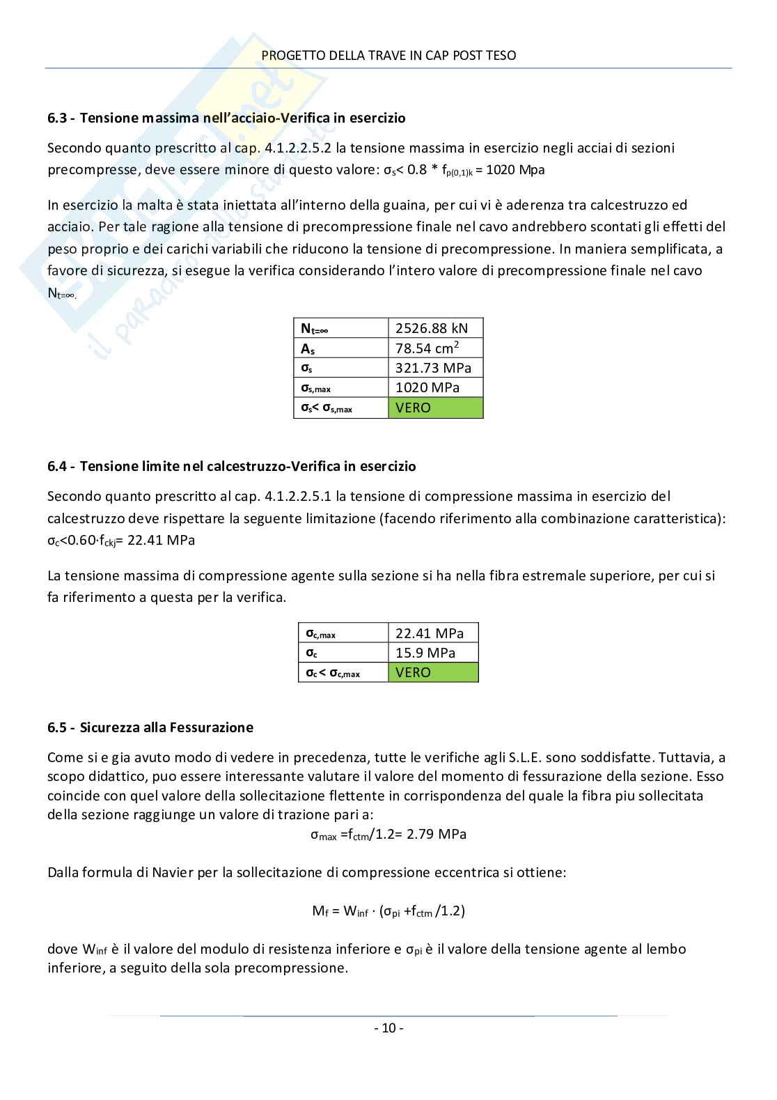 Esercitazione nr. 2 - Trave in C.a.P. Post teso Pag. 11