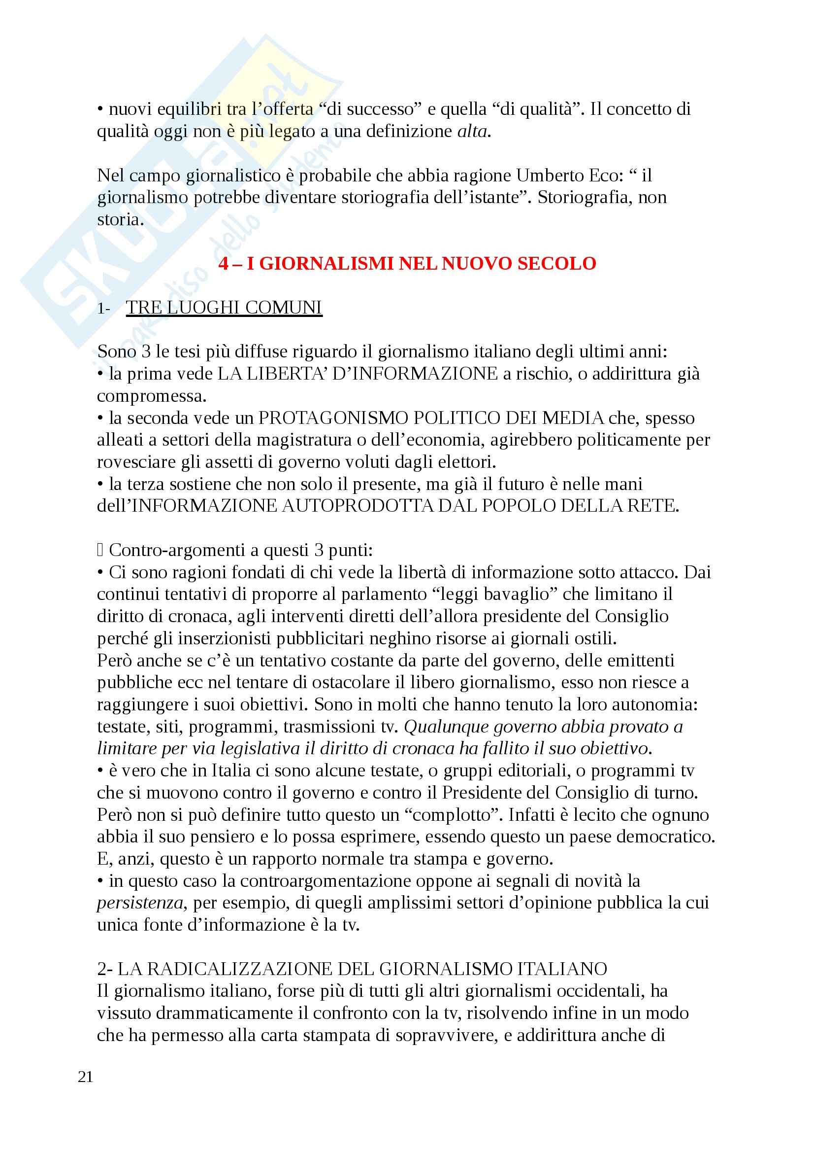 Riassunto esame Teorie e tecniche, prof. Berni, libro consigliato Giornalismi, Agostini Pag. 21