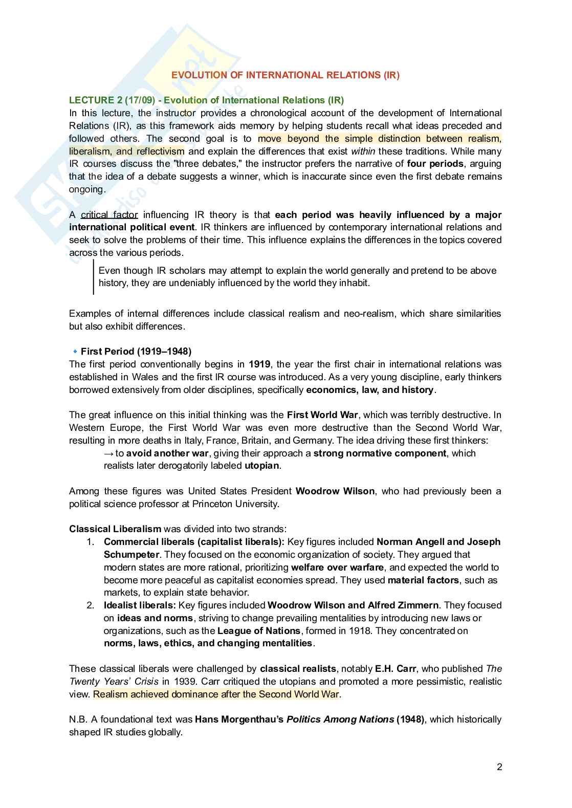 Riassunto esame Evolution of the international system, Prof. Andreatta Filippo, libro consigliato Classic Works in International Relations, Andreatta Pag. 2