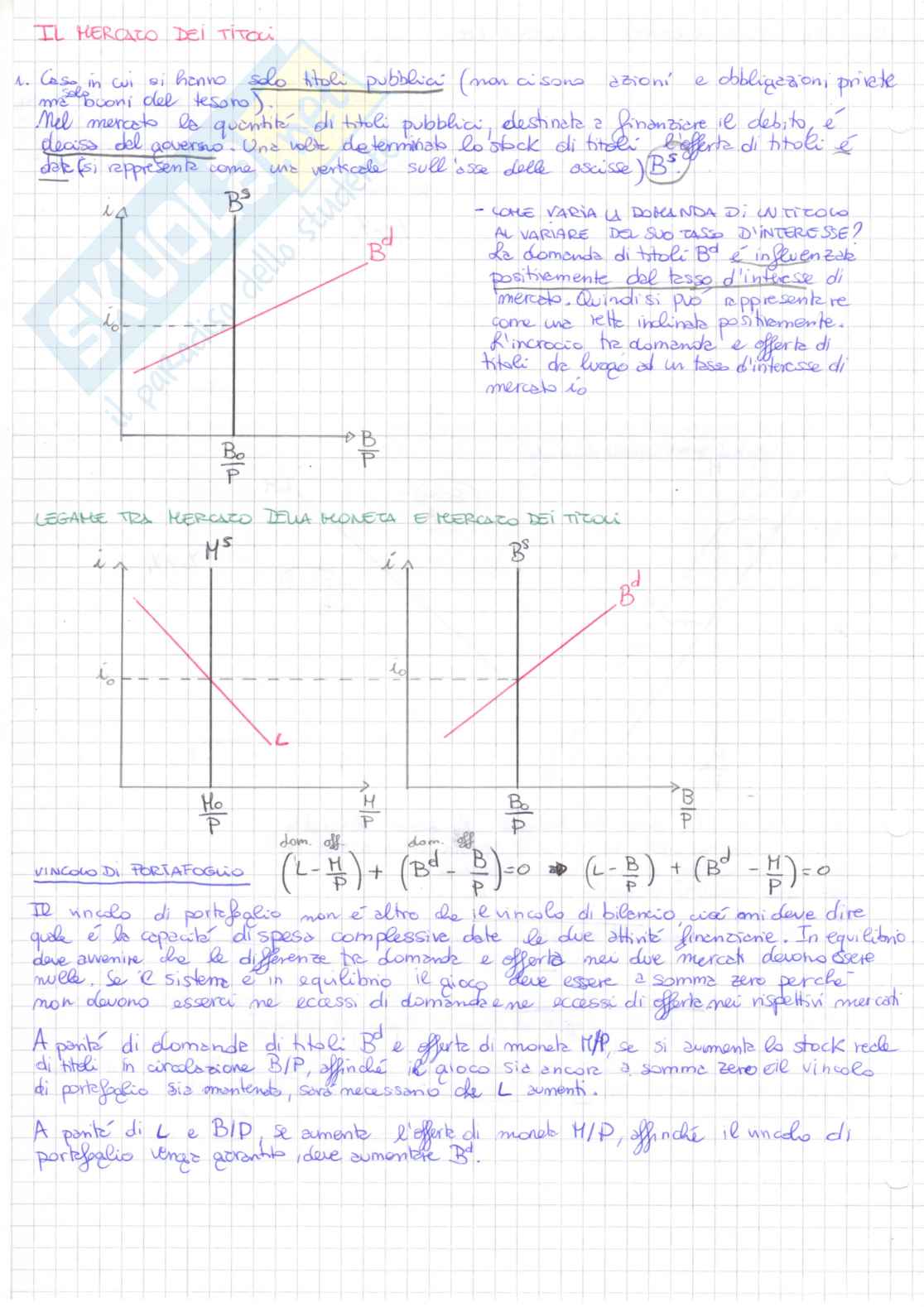 Appunti di macroeconomia sulla curva LM, il mercato dei titoli e bilancia commerciale Pag. 2