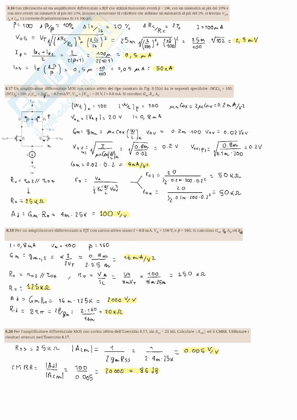Formulario ed esercizi svolti Elettronica applicata Pag. 21