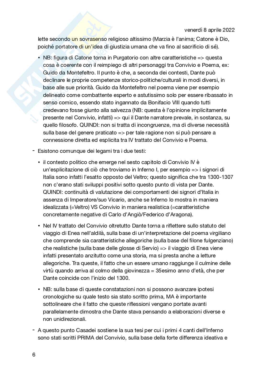 Riassunto esame Filologia e critica dantesca, Prof. Casadei Alberto, libro consigliato Dante oltre la Commedia, Alberto Casadei Pag. 6