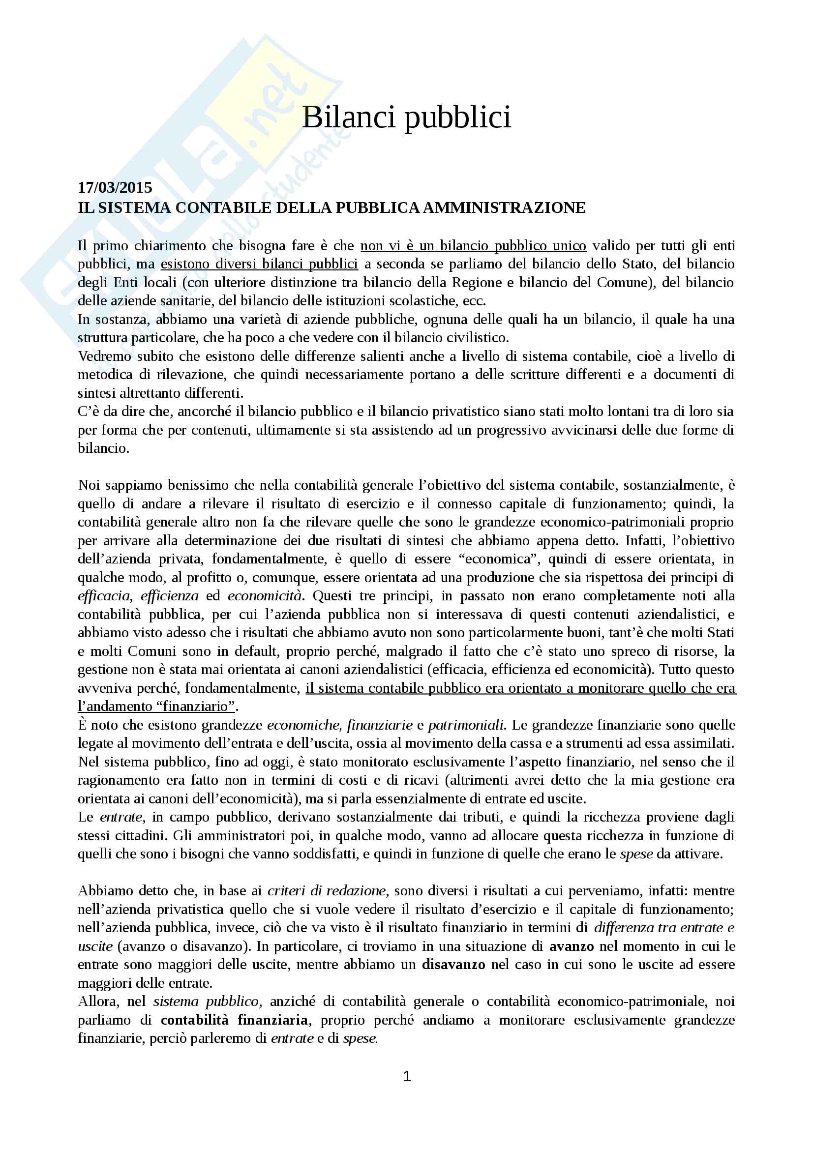 Bilanci pubblici Pag. 1