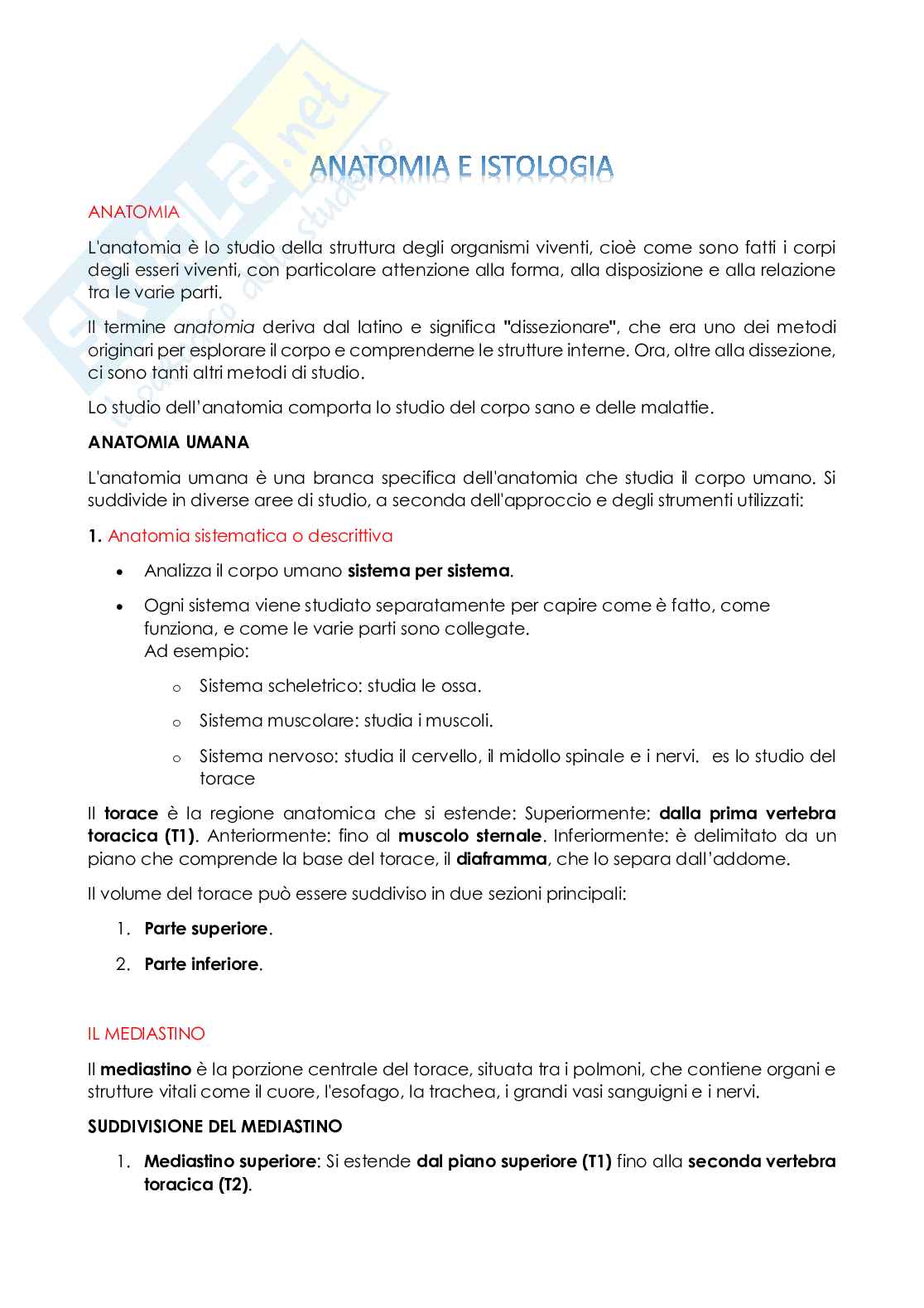 Anatomia e istologia Pag. 1