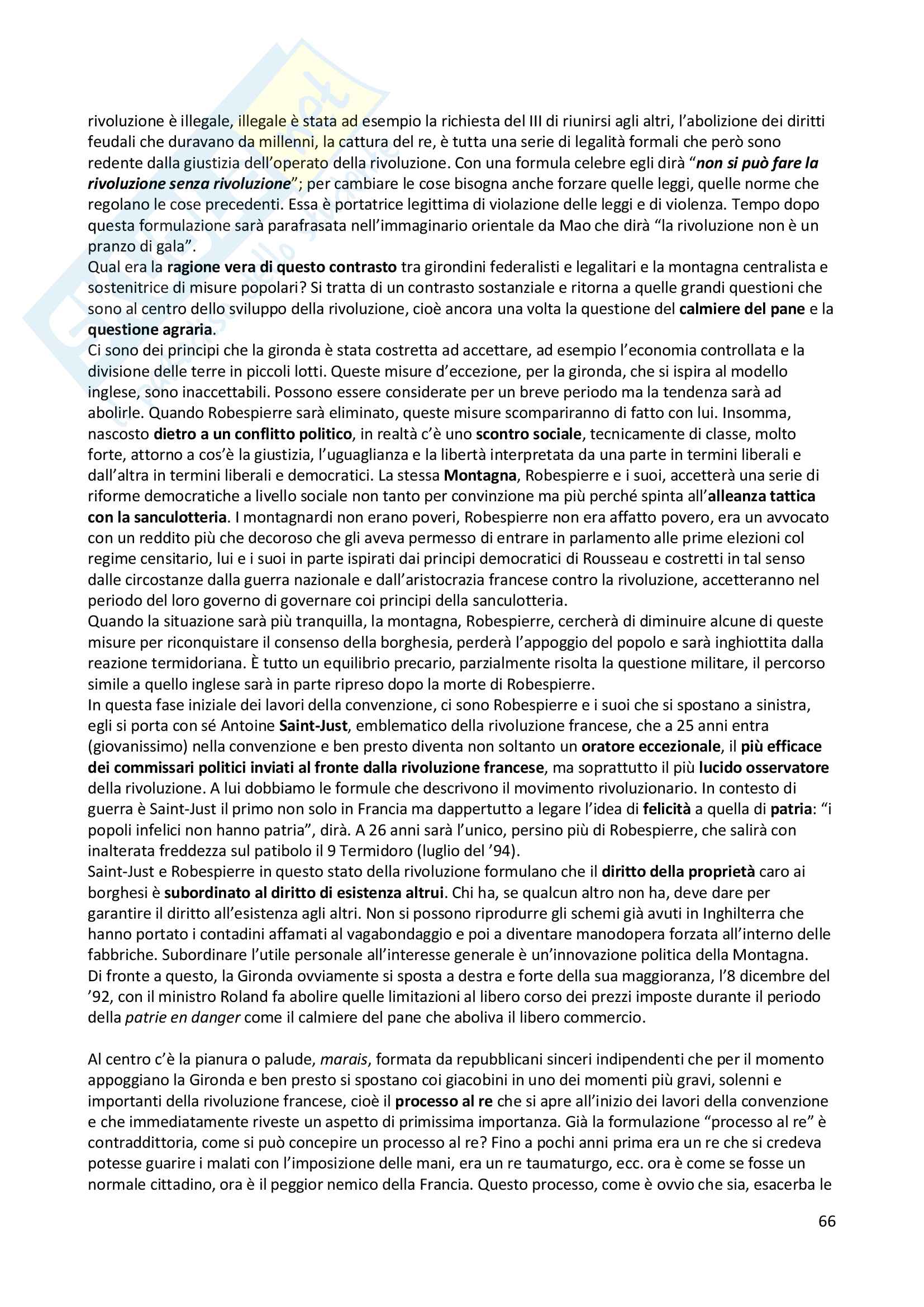 Appunti Fondamenti di intercultura Francese, prof Cordiner, libro consigliato La Révolution Française, Soboul Pag. 66