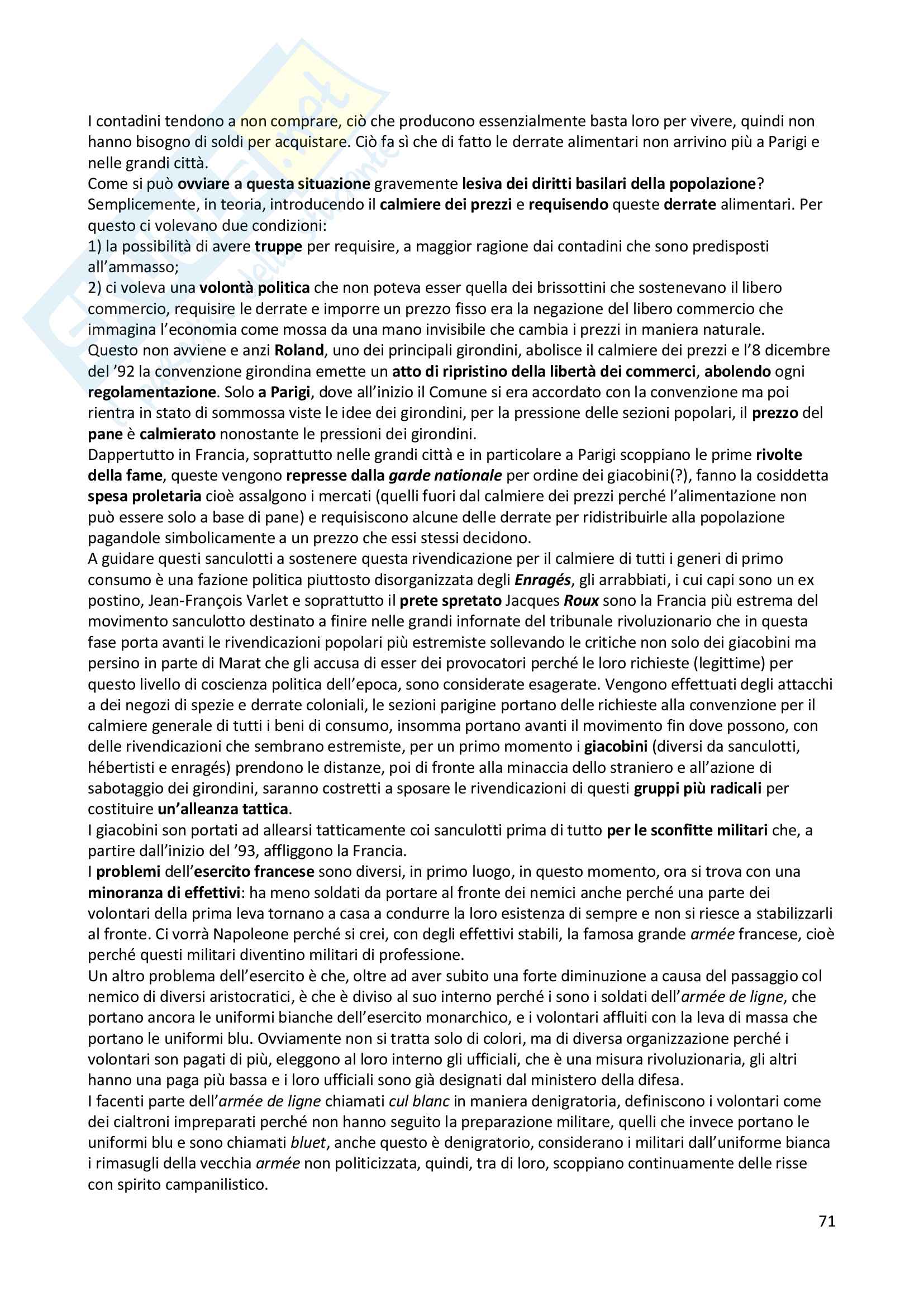 Appunti Fondamenti di intercultura Francese, prof Cordiner, libro consigliato La Révolution Française, Soboul Pag. 71