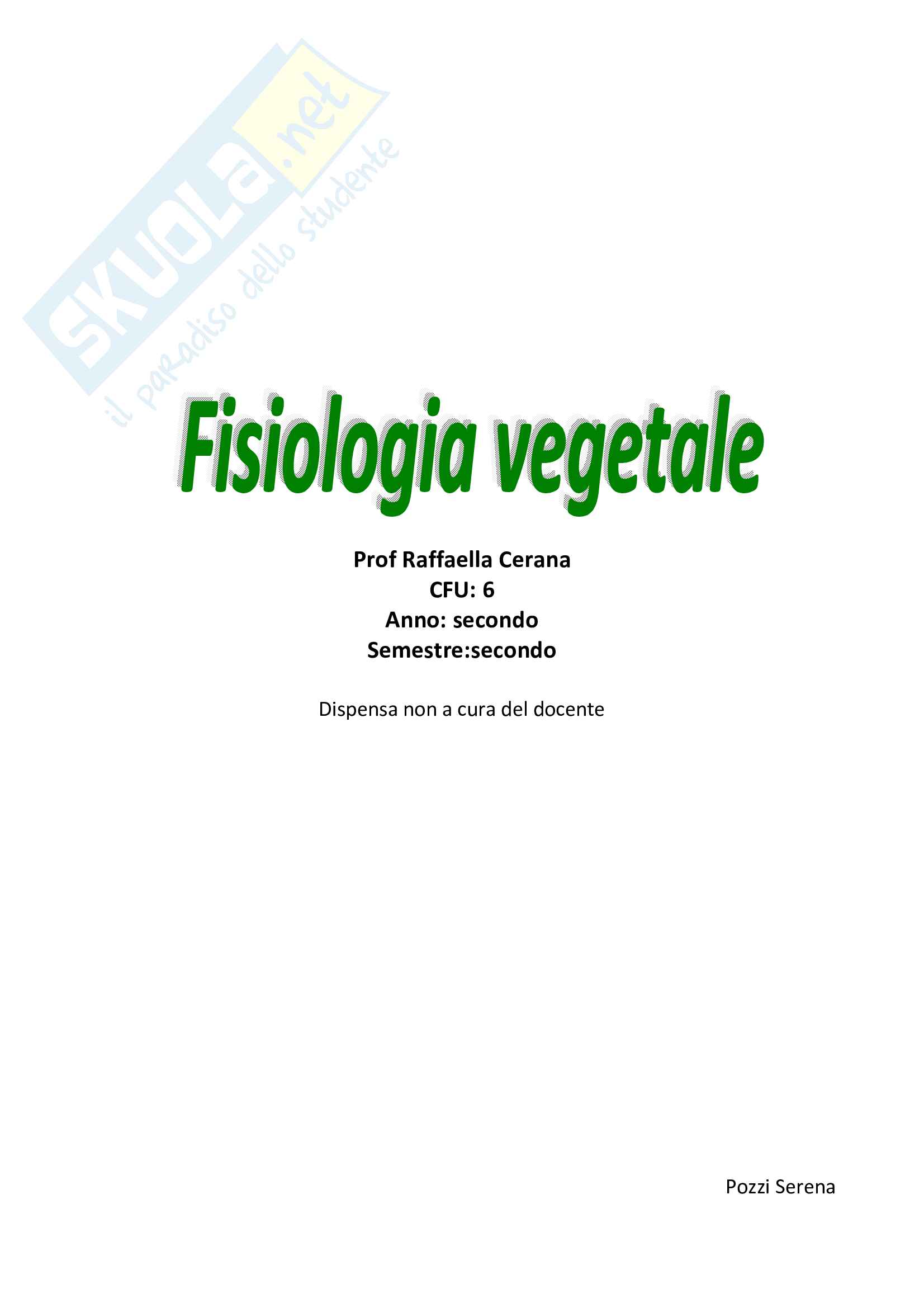 Appunti completi per Fisiologia Vegetale Pag. 1