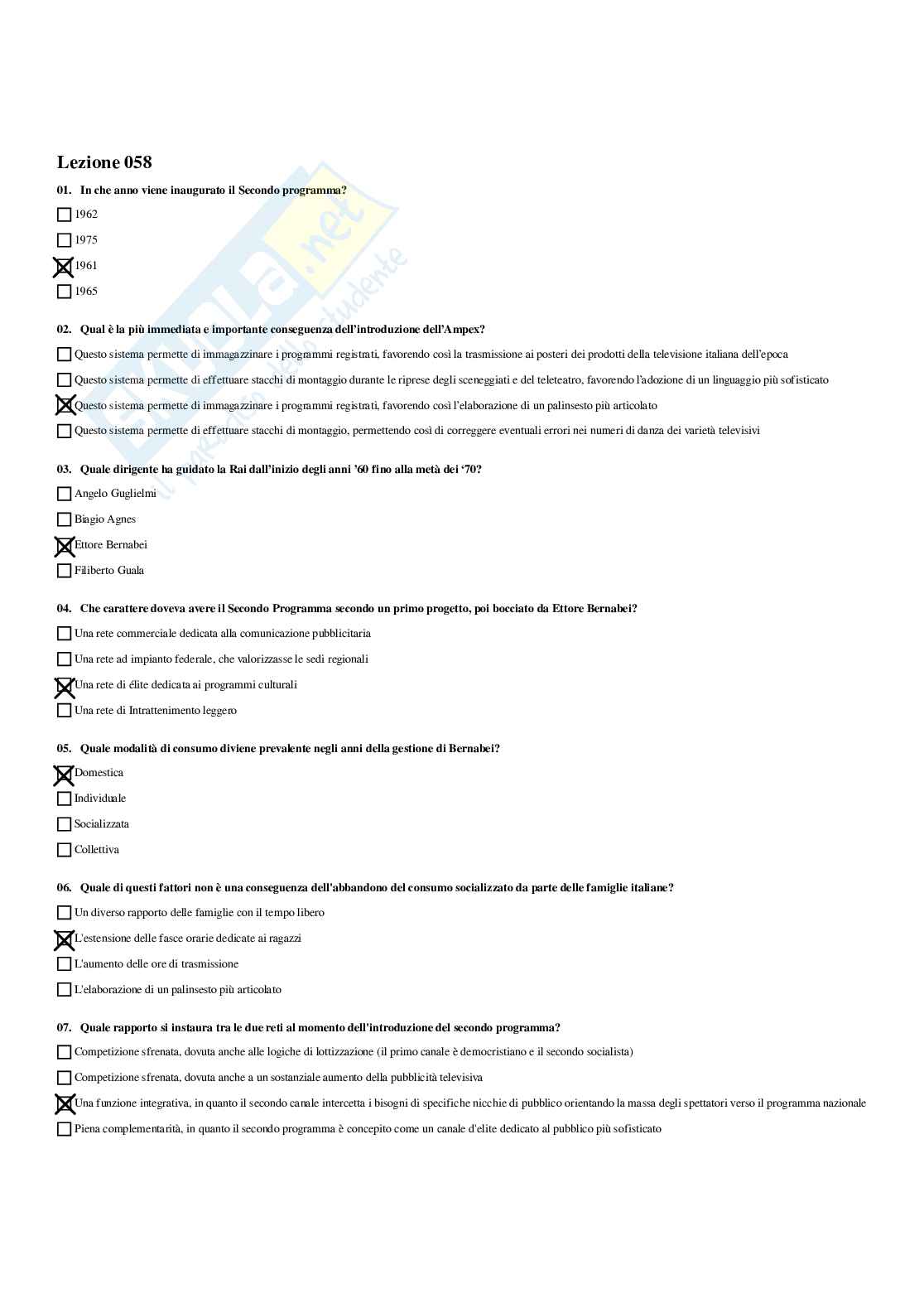 Paniere Tecnica, storia e linguaggio dei mezzi audiovisivi - Risposte multiple - aggiornato (2026) Pag. 66