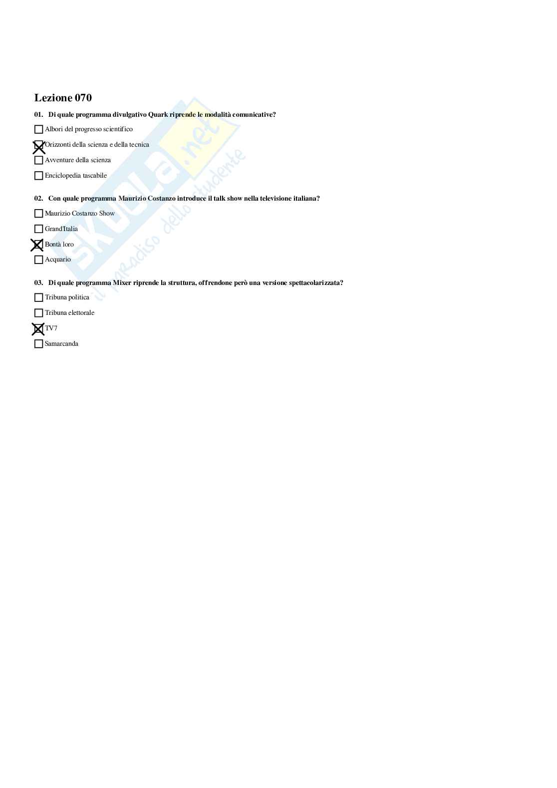 Paniere Tecnica, storia e linguaggio dei mezzi audiovisivi - Risposte multiple - aggiornato (2026) Pag. 81