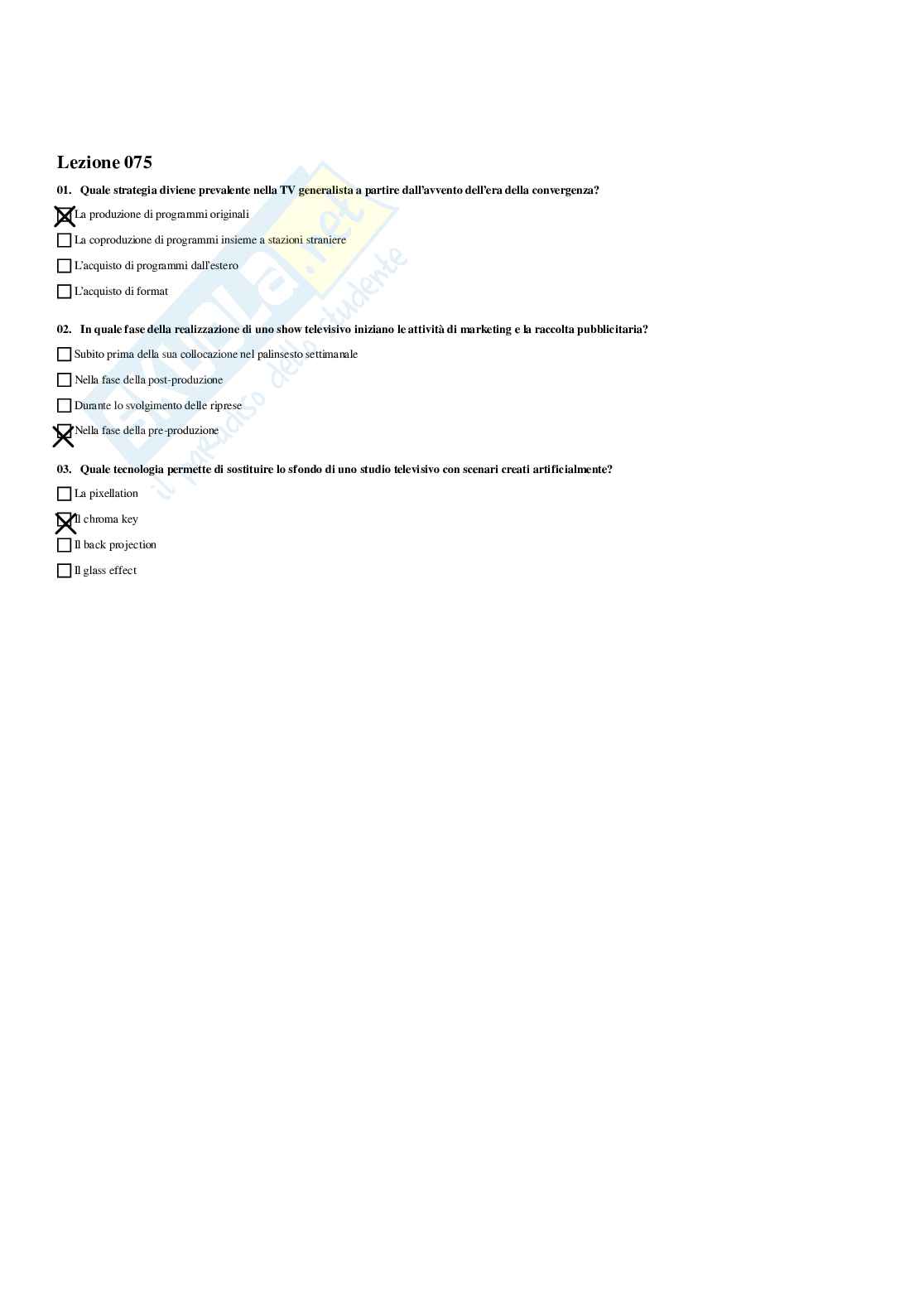 Paniere Tecnica, storia e linguaggio dei mezzi audiovisivi - Risposte multiple - aggiornato (2026) Pag. 86