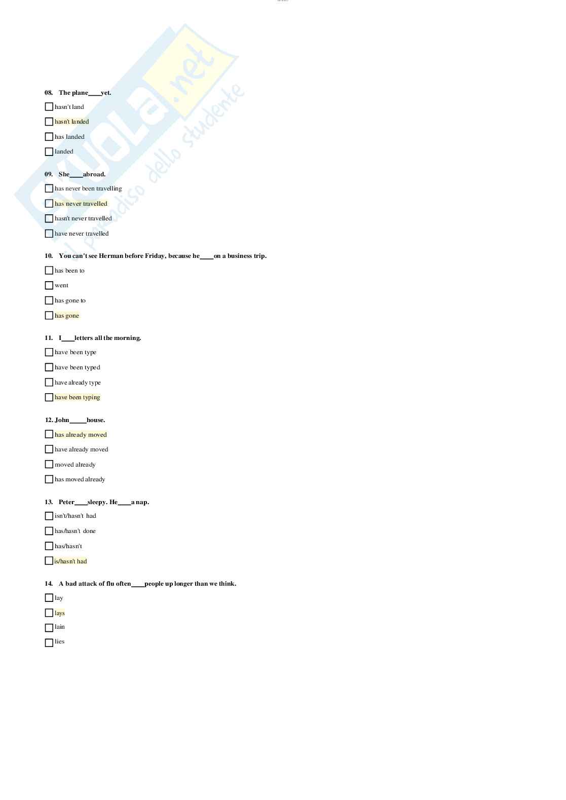 Paniere di Lingua inglese con domande multiple, 2024/25 Pag. 11