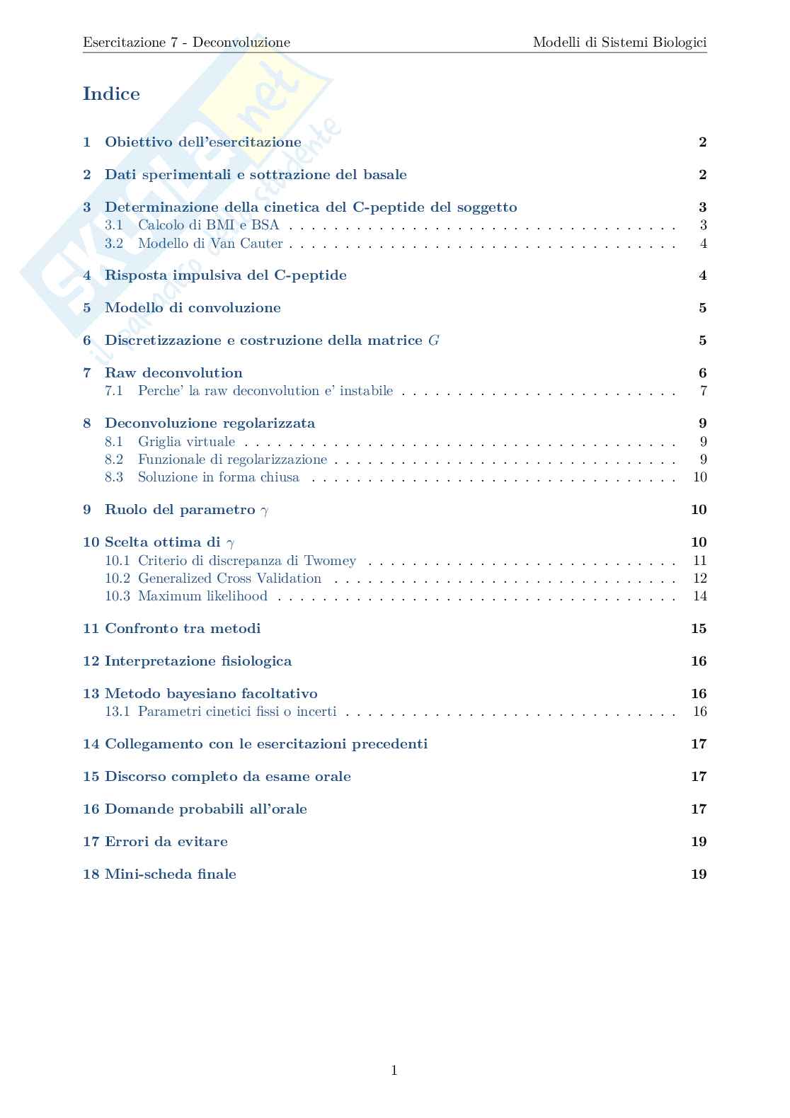 Esercitazione 7: Deconvoluzione e secrezione insulinica  Pag. 2