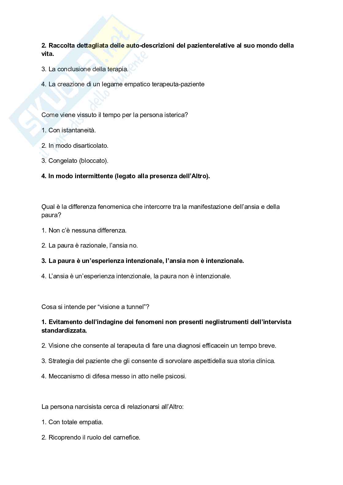 Domande esame (scelta multipla e aperte) esame Dimensione esperienziale e dinamiche emozionali Pag. 6