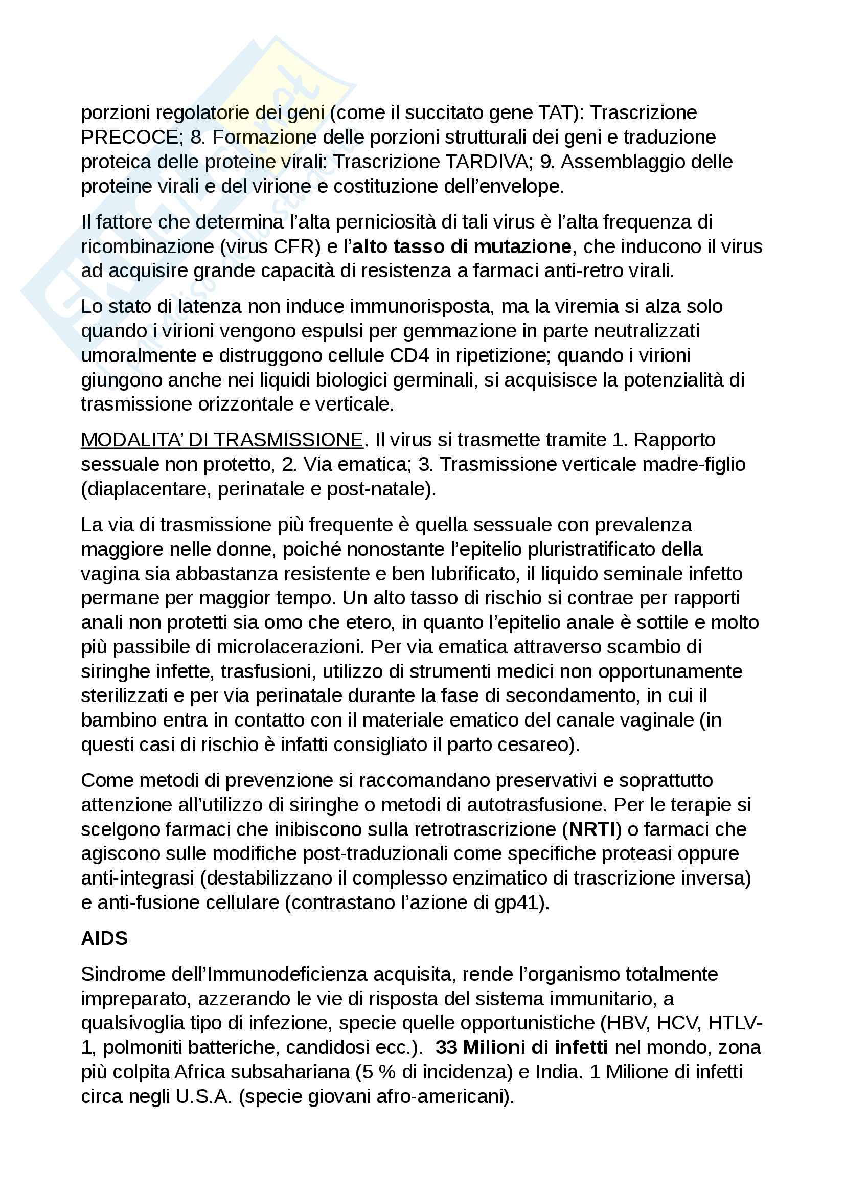 Microbiologia Generale: principali agenti patogeni e infezioni Pag. 2