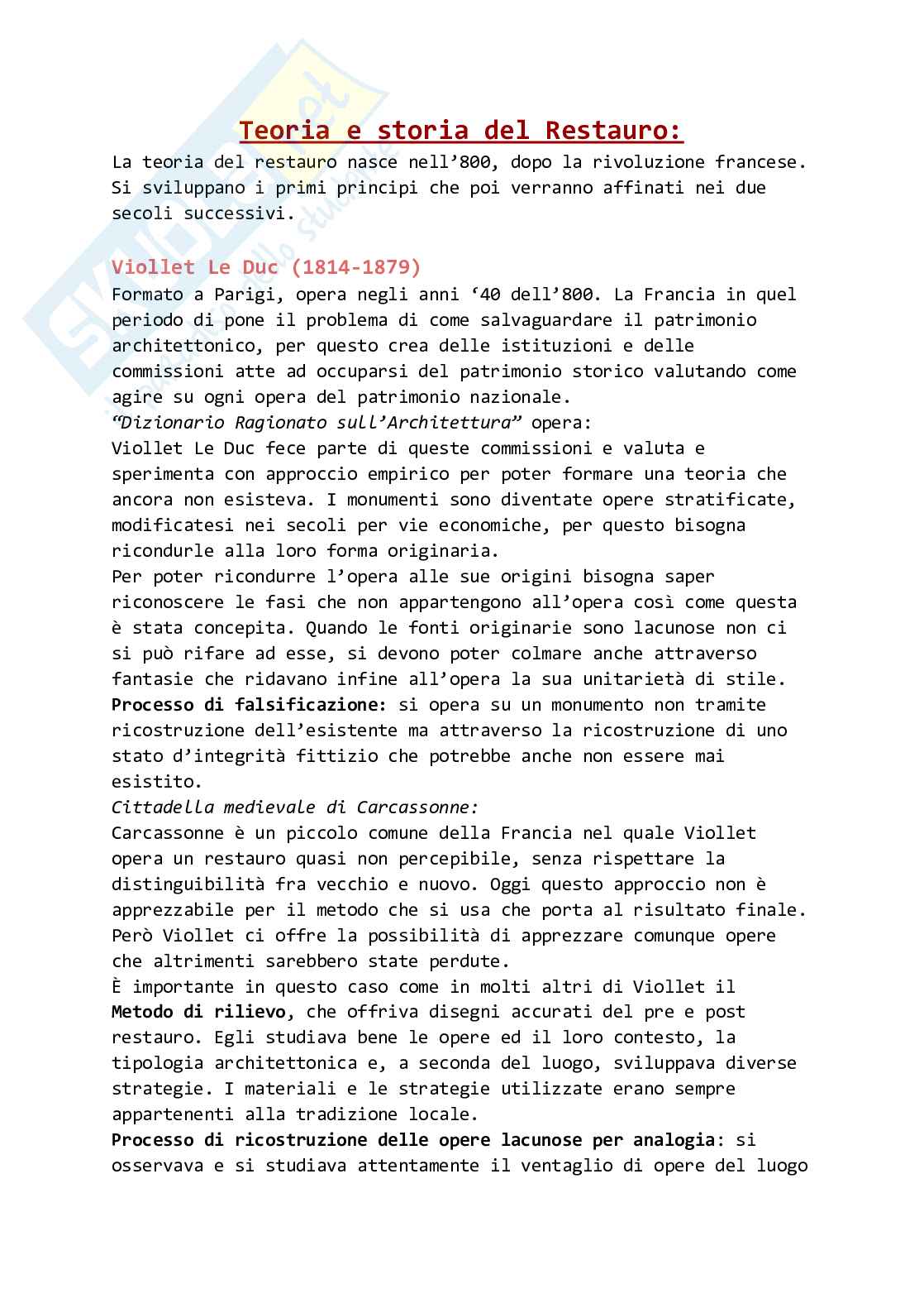Appunti di teoria e storia del restauro Pag. 1