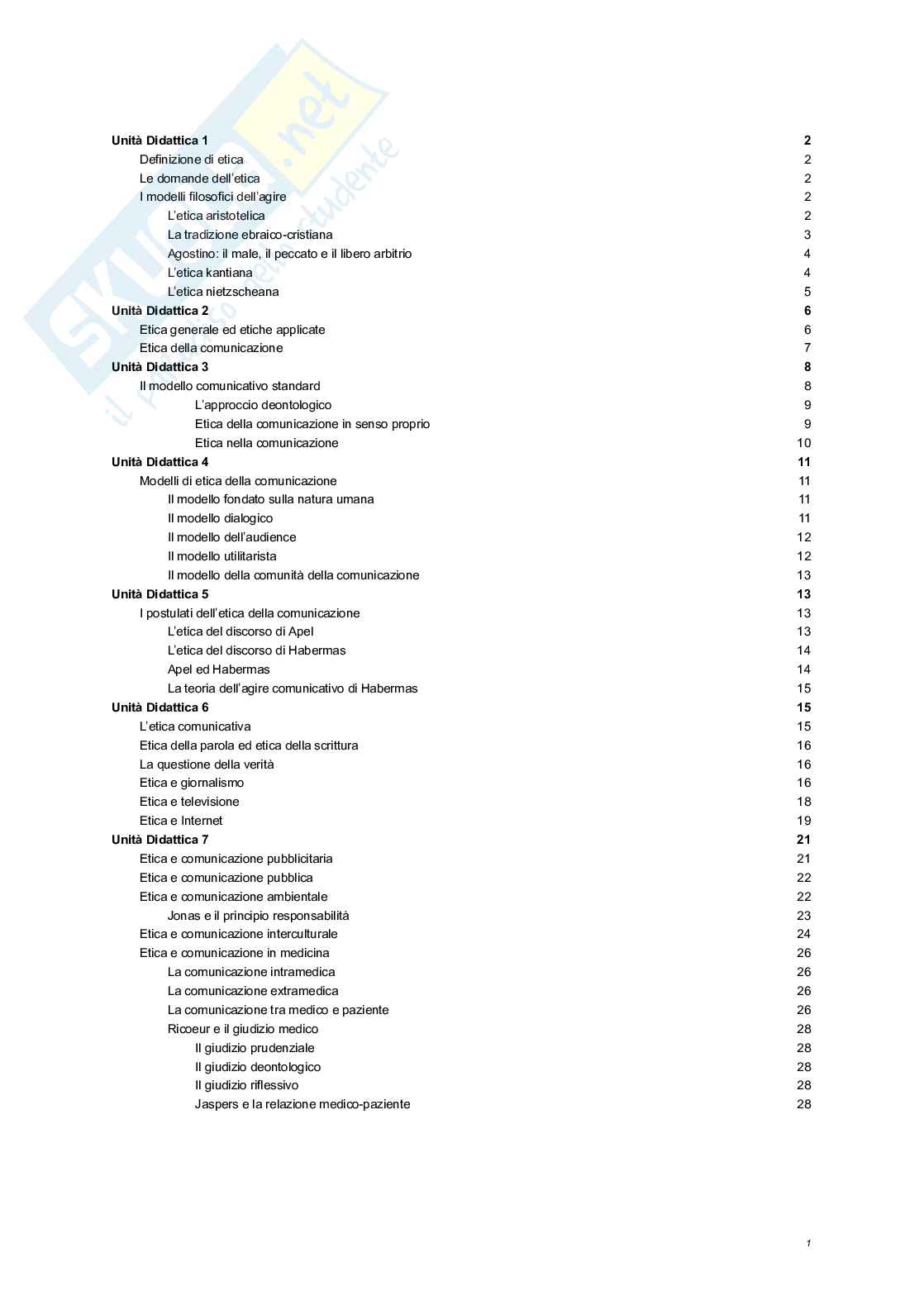 Appunti completi Etica della comunicazione Pag. 1