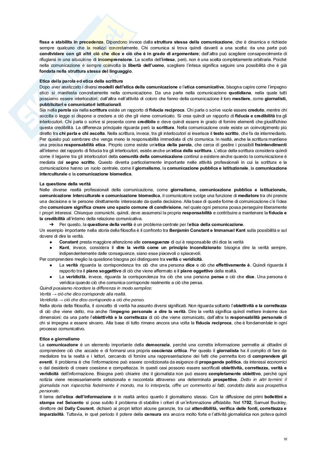 Appunti completi Etica della comunicazione Pag. 16